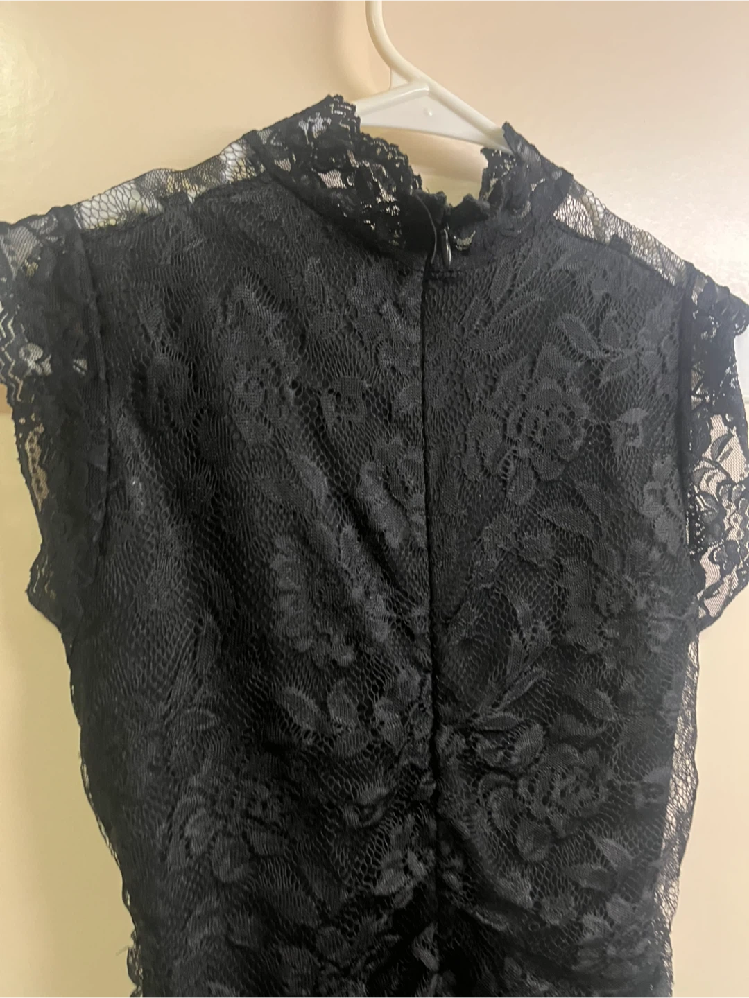 Black Lace Ruched mini Dress