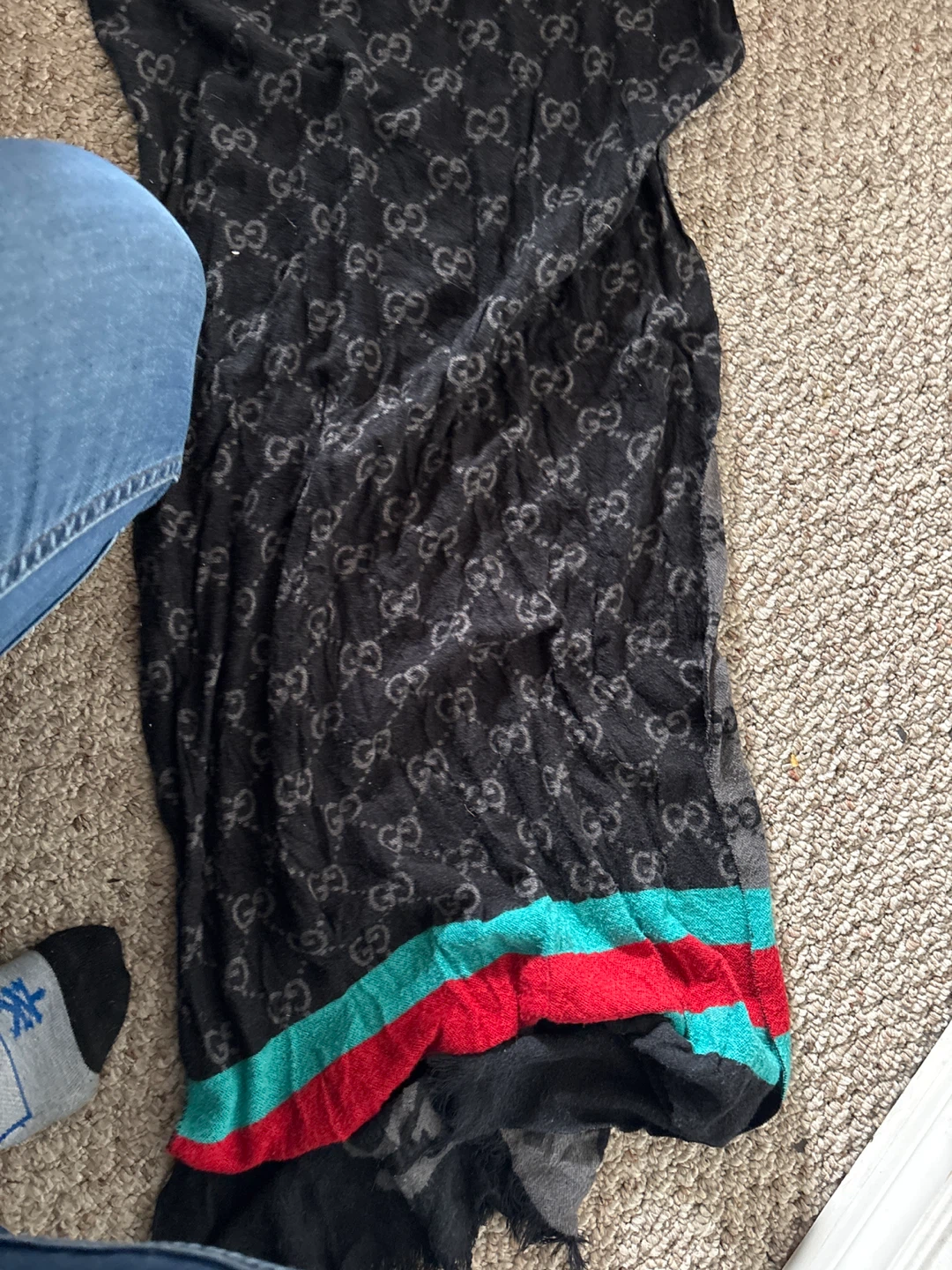Gucci Scarf GG Monogram with Red/Green Stripe - photo 3