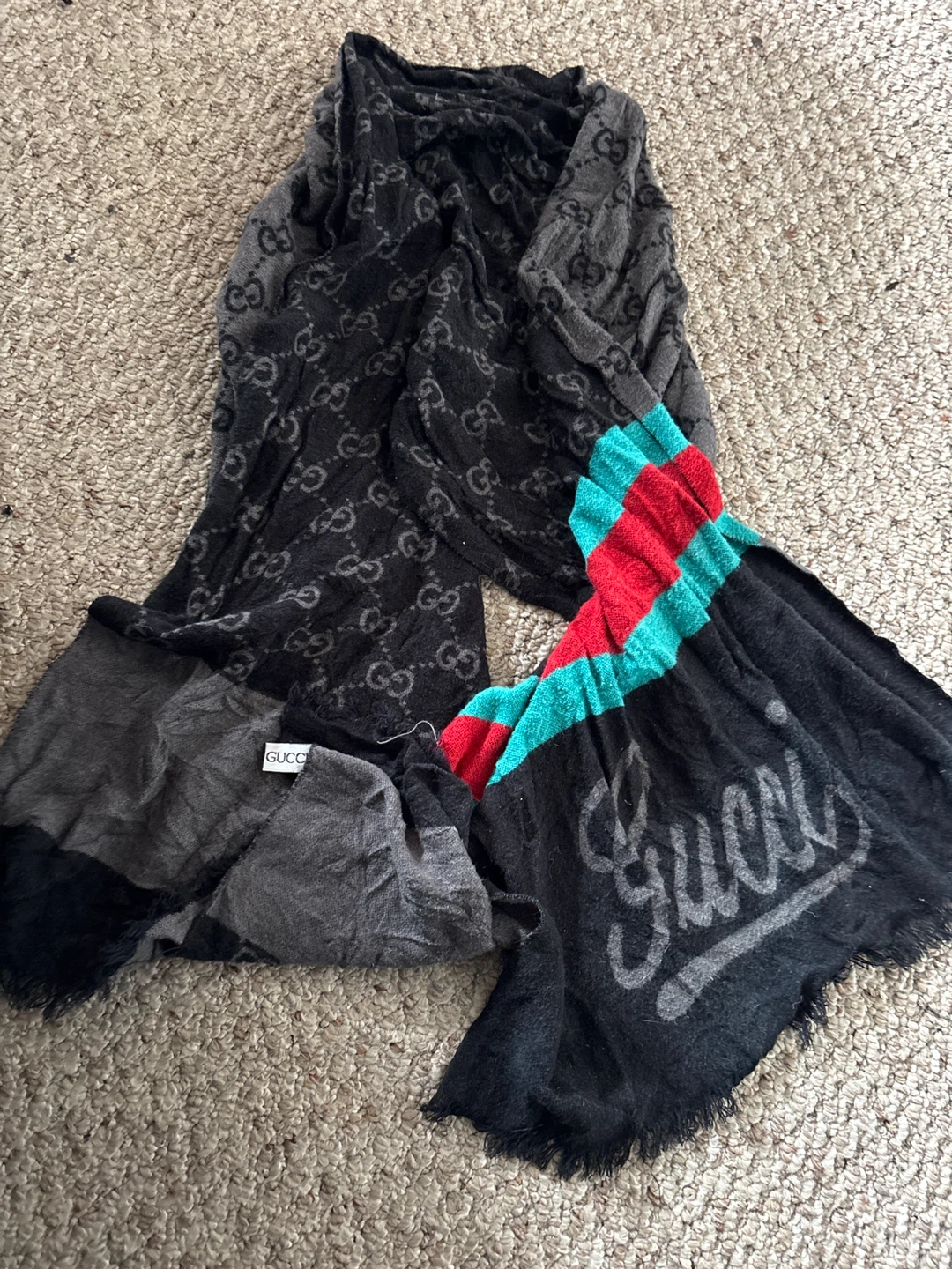 Gucci Scarf GG Monogram with Red/Green Stripe - photo 2