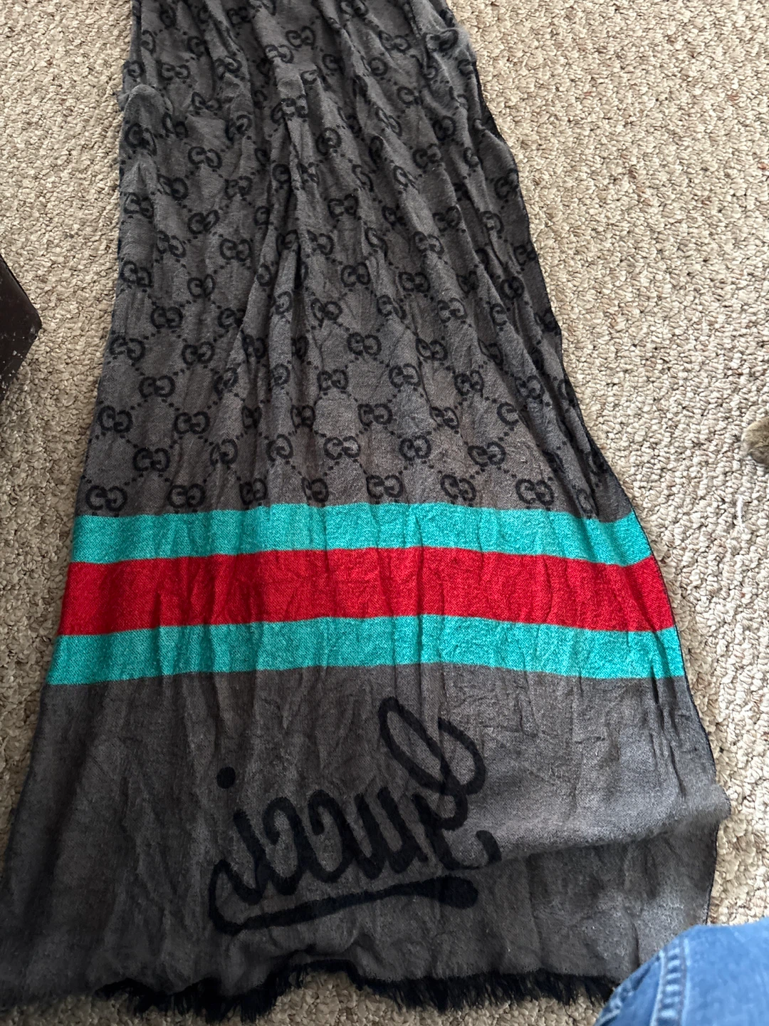 Gucci Scarf GG Monogram with Red/Green Stripe - photo 4