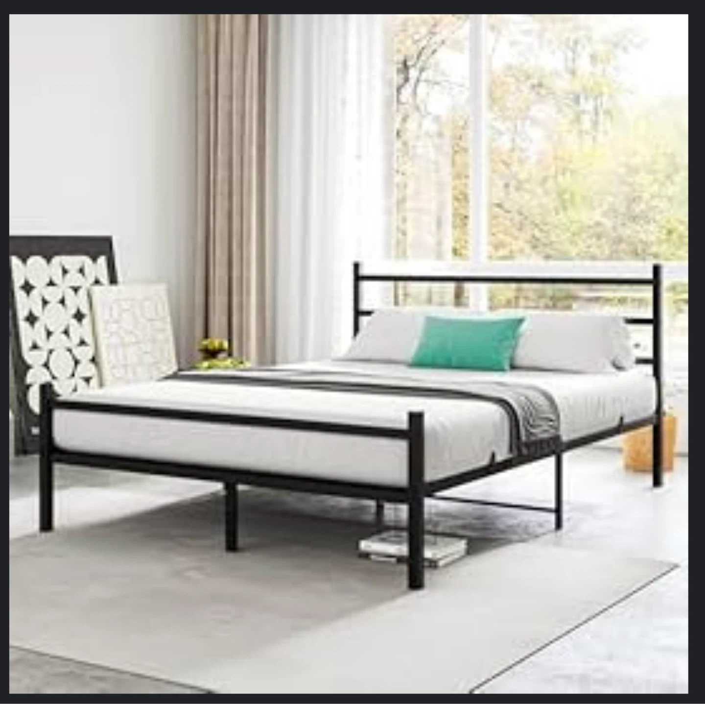 Black Metal Bed Frame- Queen Size - photo 2