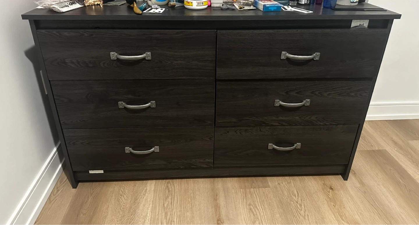 Dark Wood Dresser with 6 Drawers