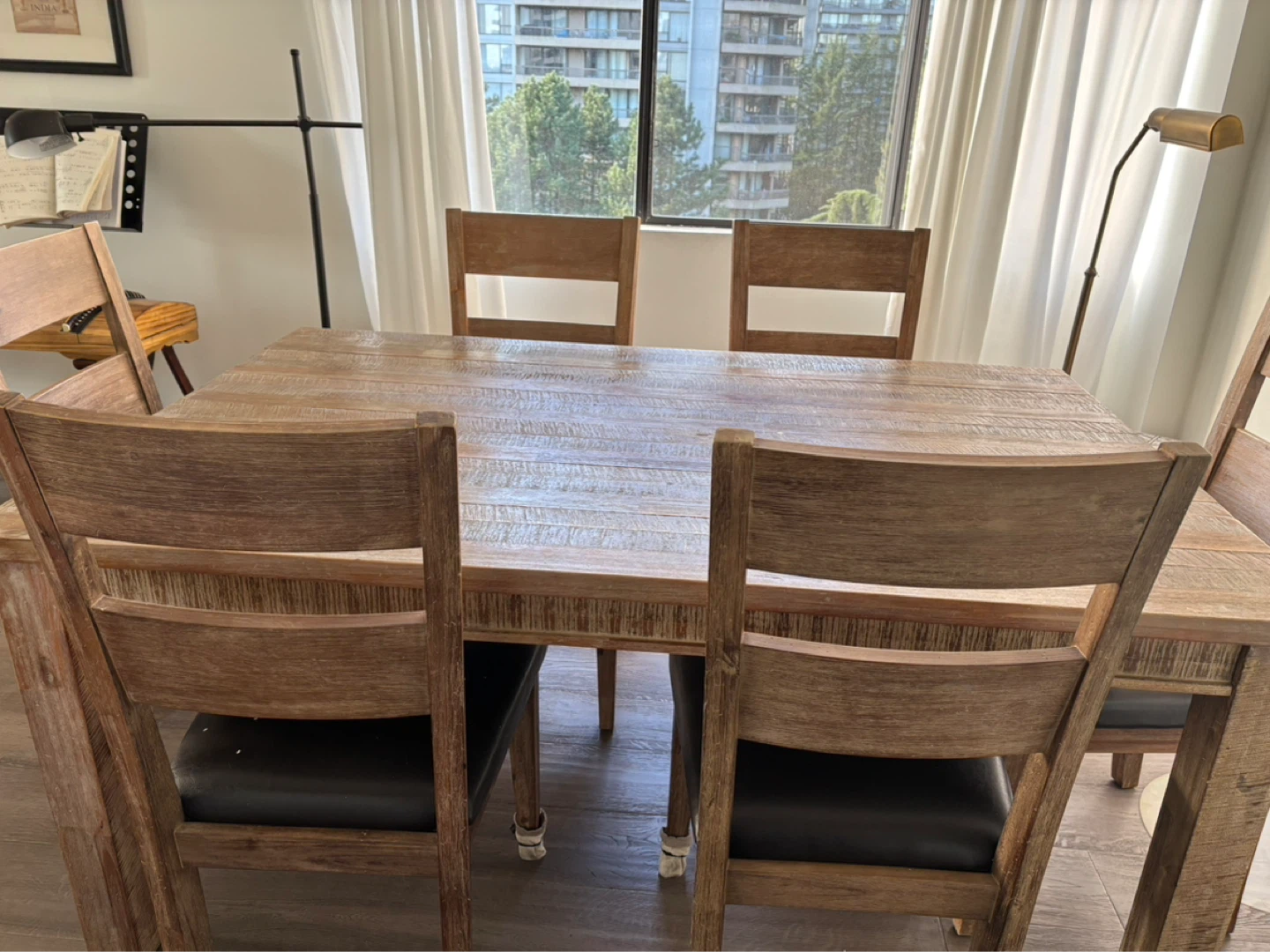 Solid Rustic Wood Dining Table with 6 Chairs - photo 3