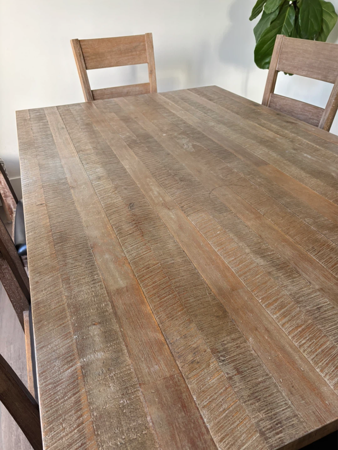 Solid Rustic Wood Dining Table with 6 Chairs - photo 2