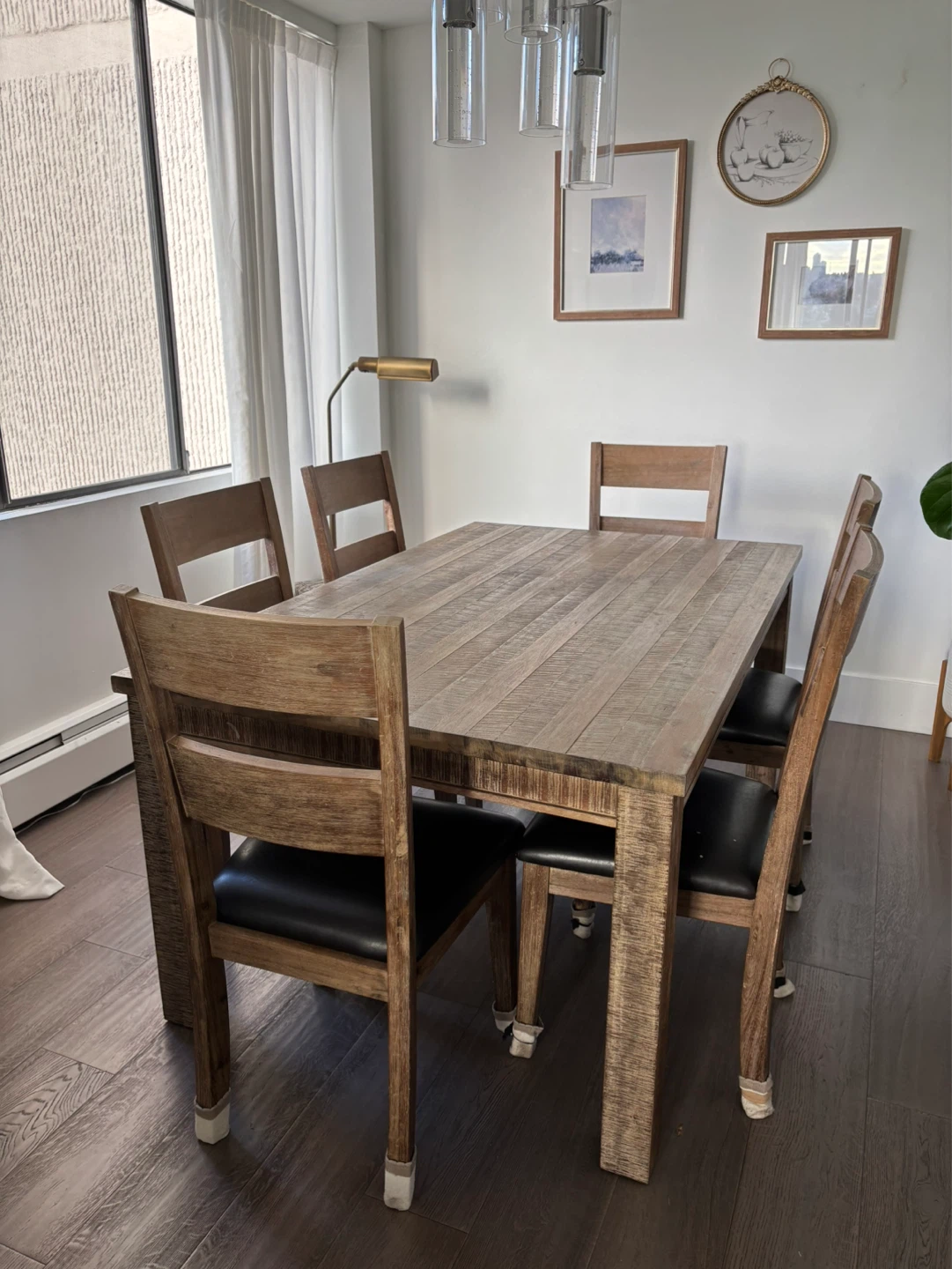 Solid Rustic Wood Dining Table with 6 Chairs - photo 4