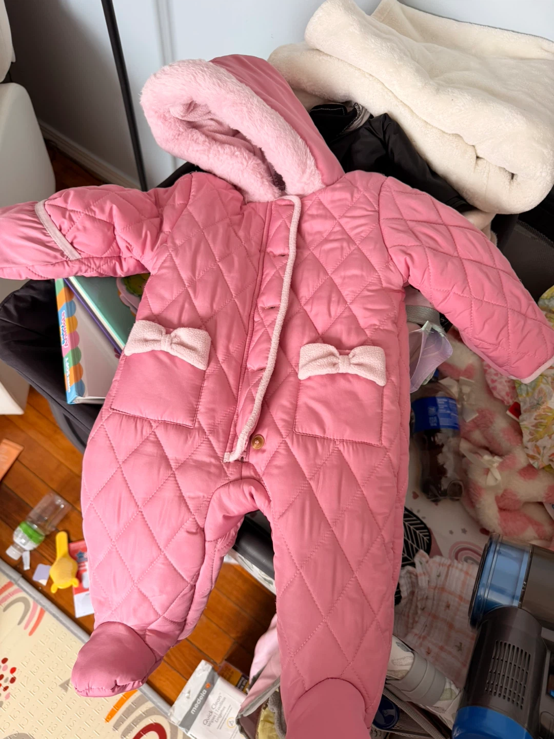 Nicole Miller Pink Quilted Baby Snowsuit Bunting 3/6M
