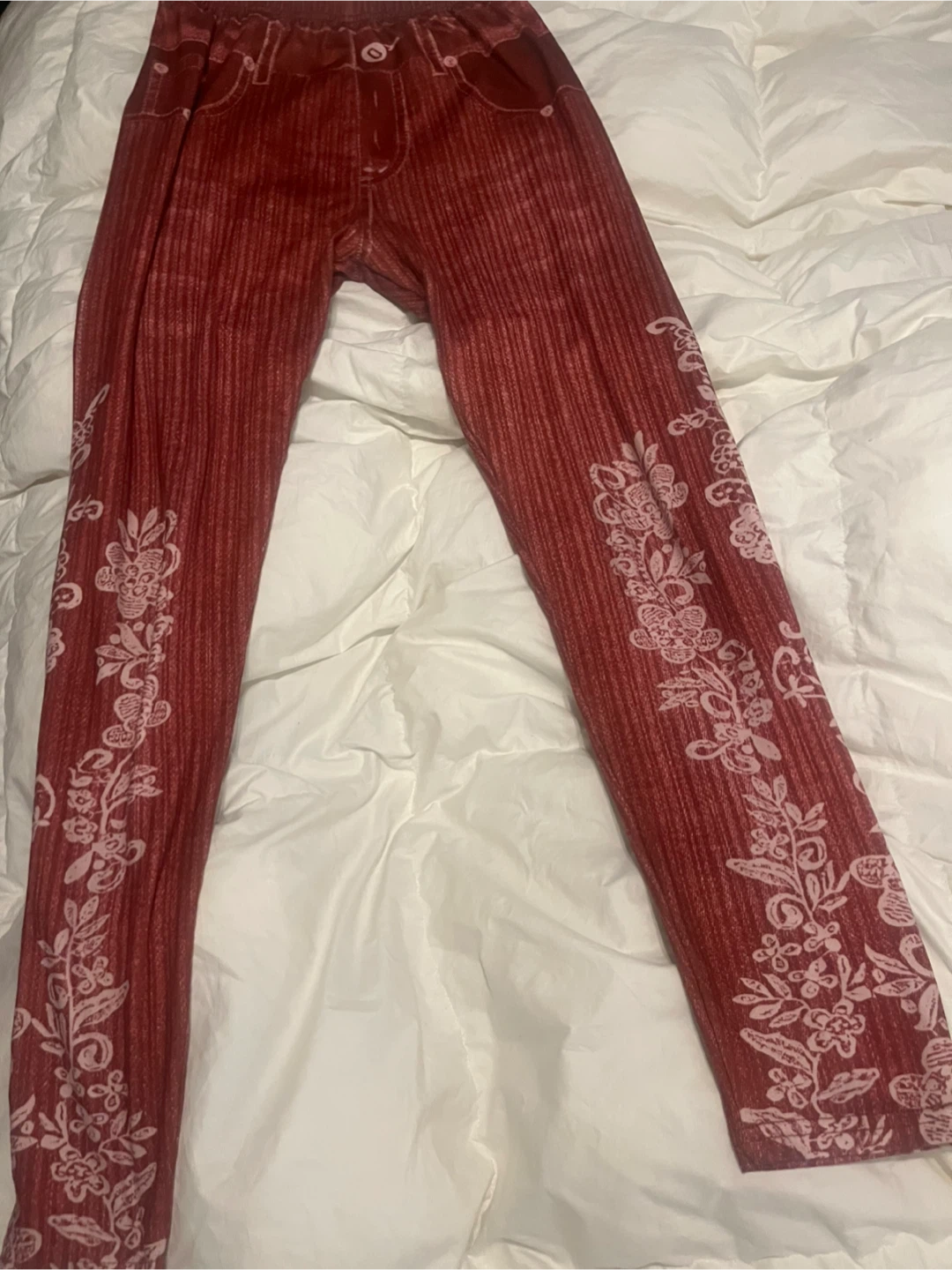 Red Floral Print Leggings - photo 2