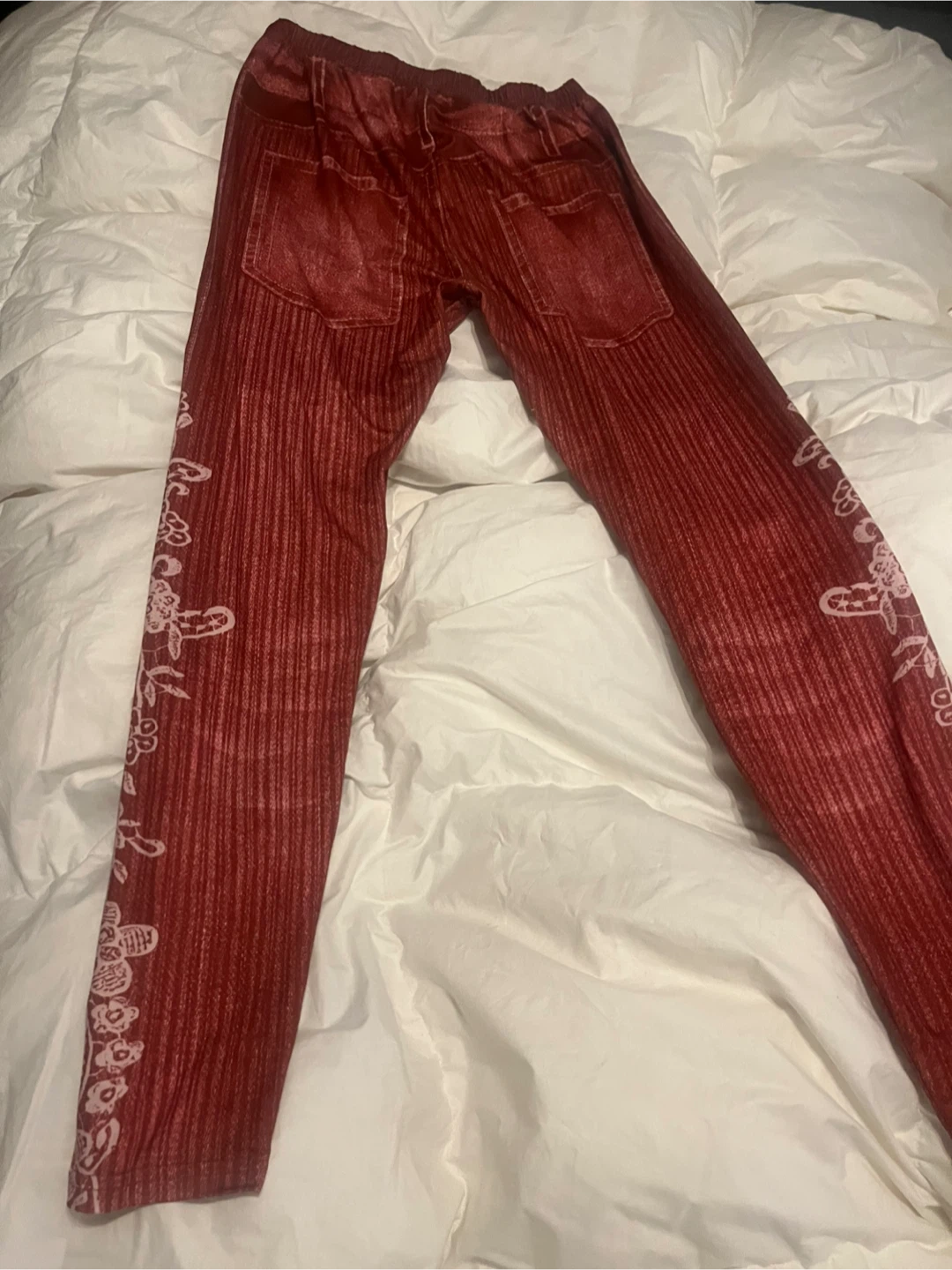 Red Floral Print Leggings