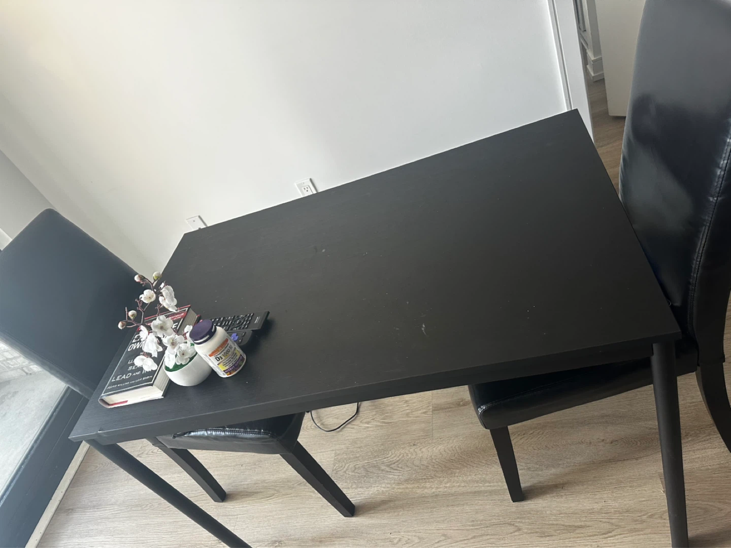 Black Dining Table with Two Chairs