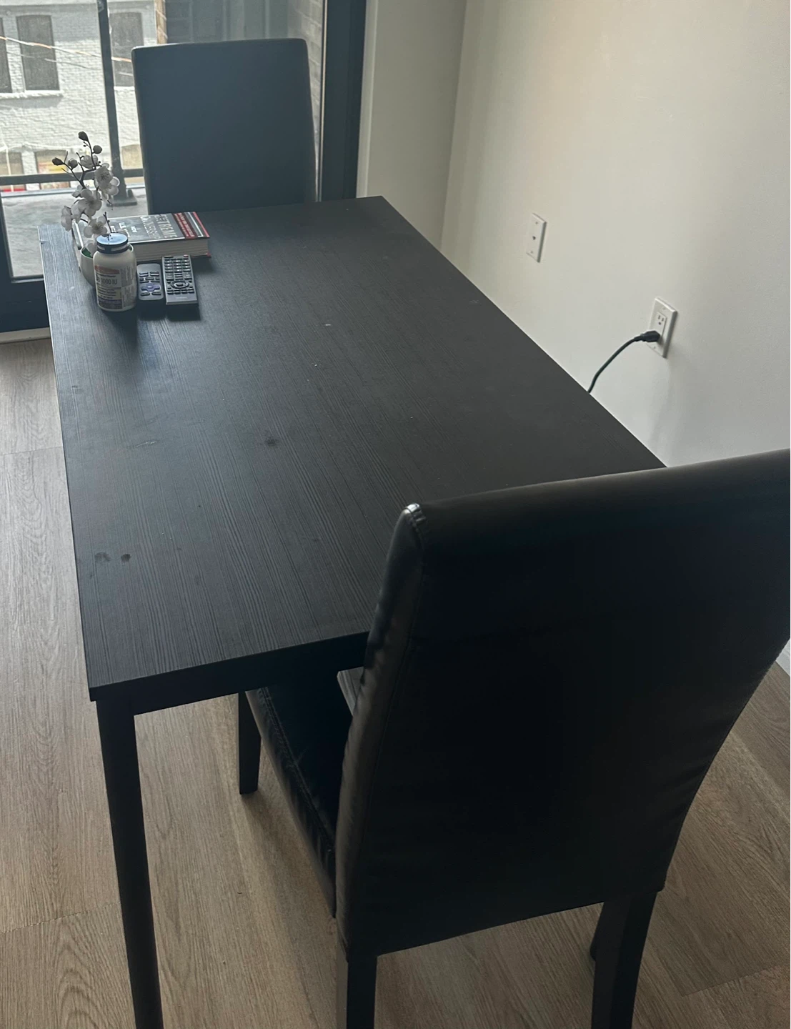 Black Dining Table with Two Chairs - photo 2