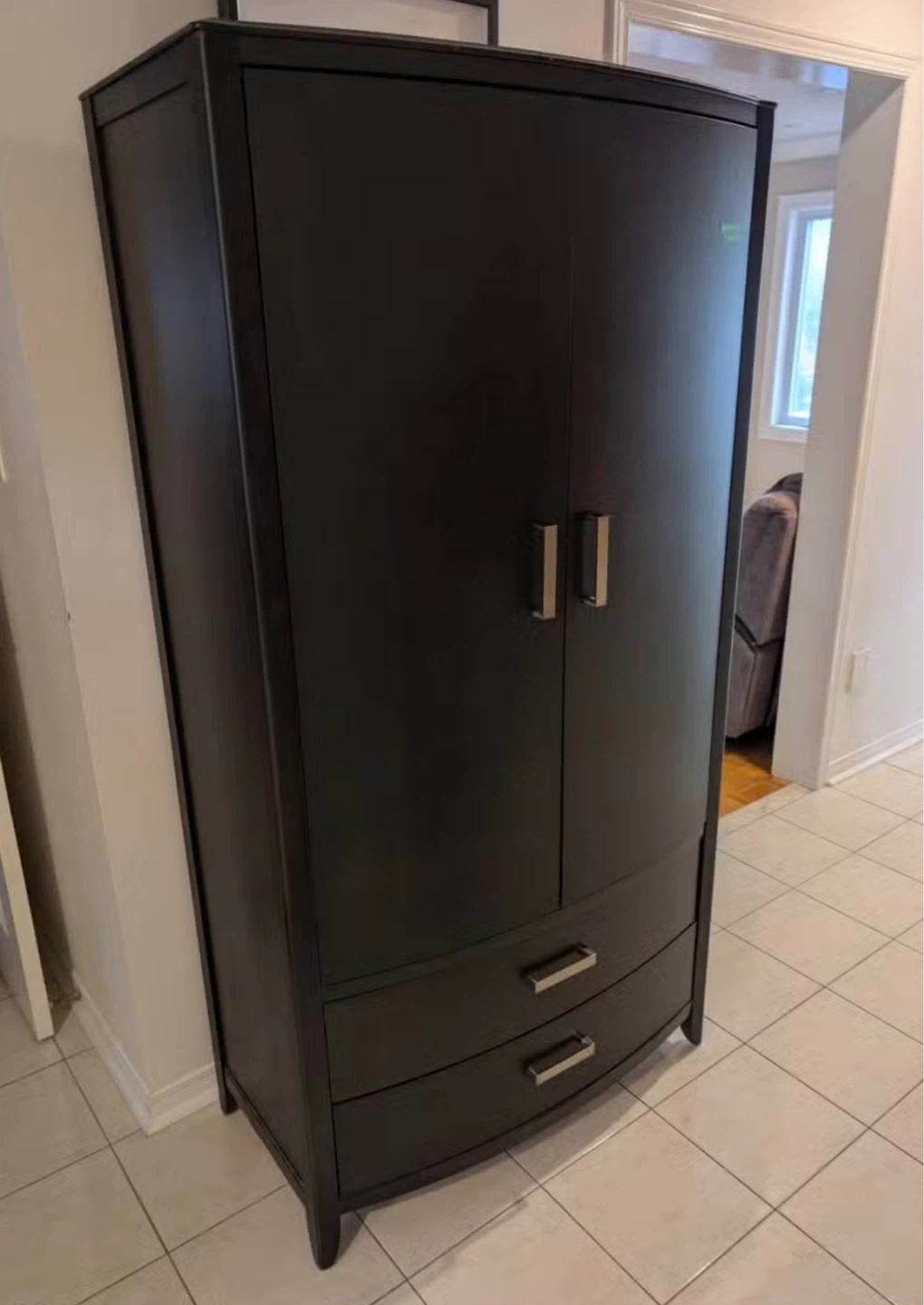 Black Armoire Wardrobe with Drawers - photo 2