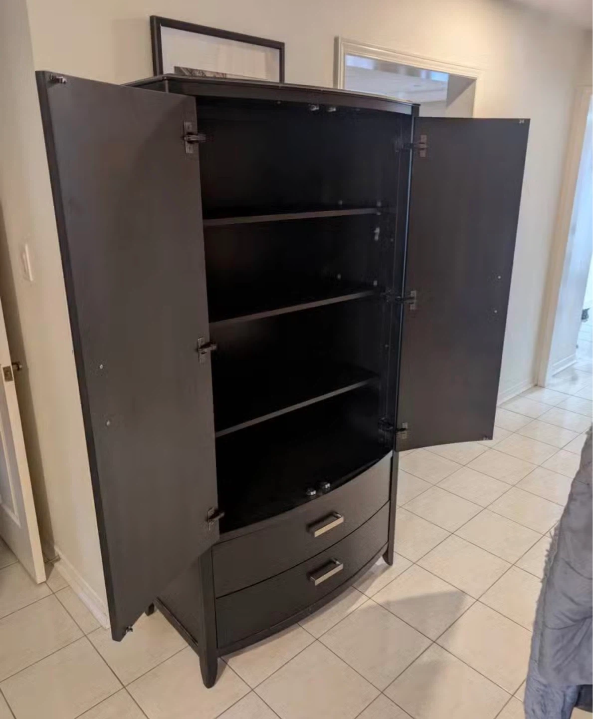 Black Armoire Wardrobe with Drawers - photo 3