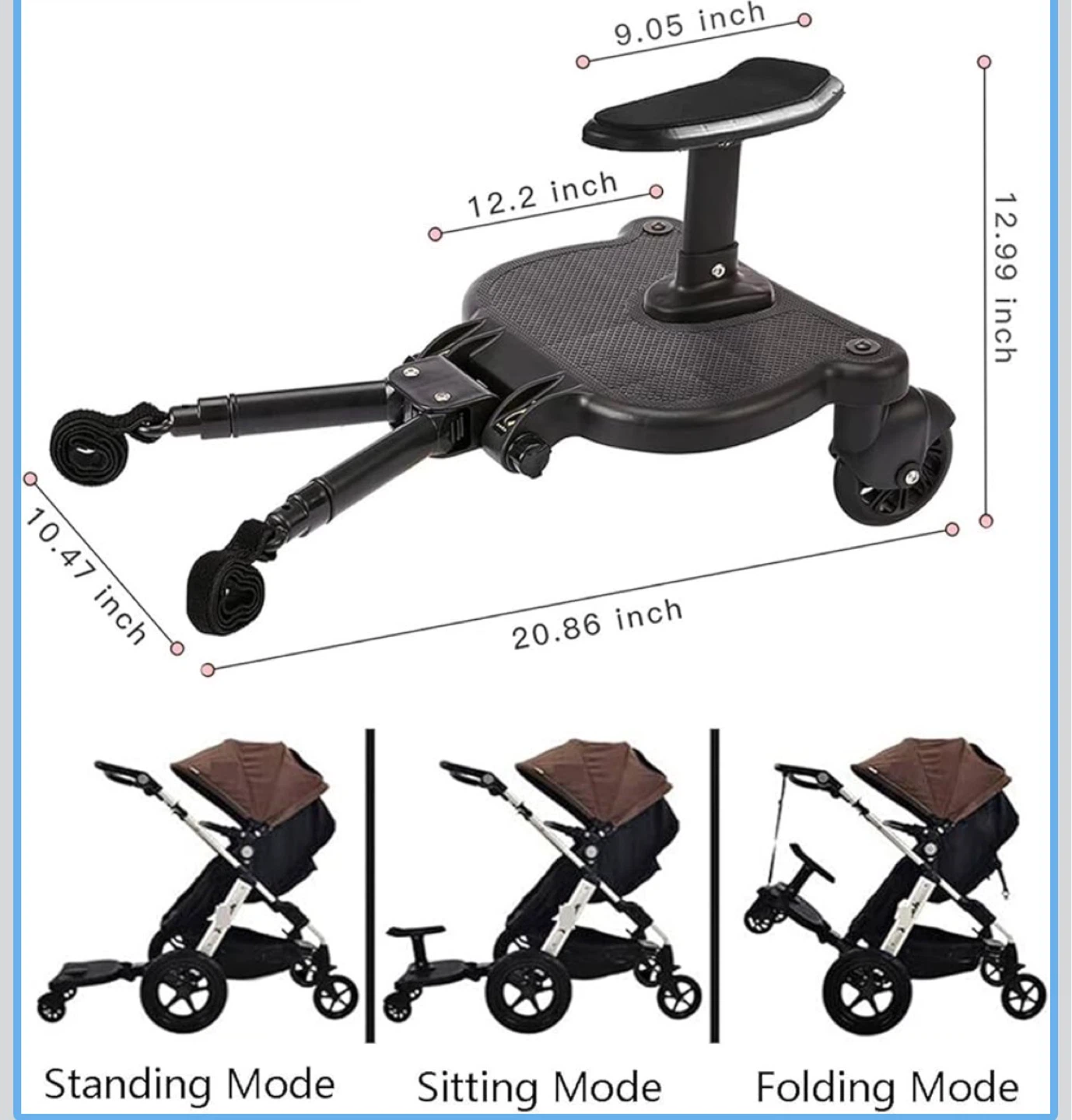 Ride-On Stroller Board with Seat