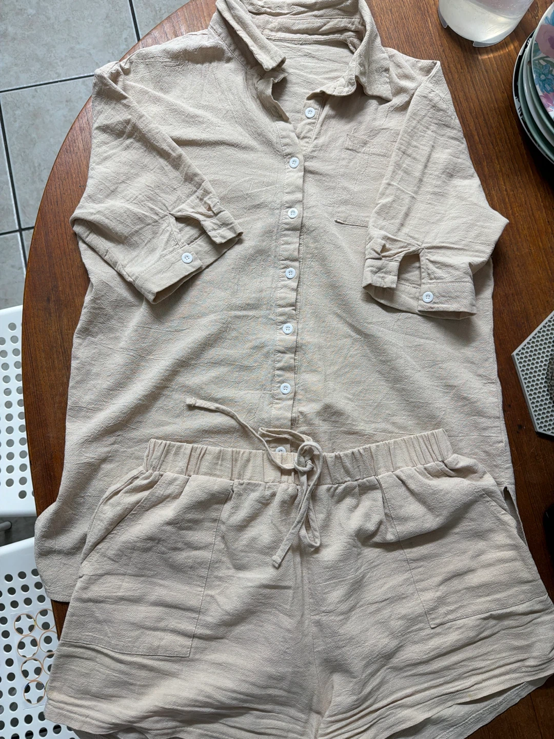 Linen-look Short Set