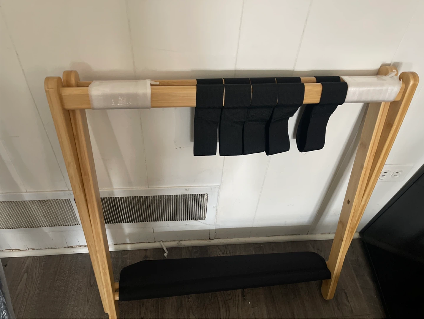 2- Wooden Luggage Rack with Black Straps and Shelf - photo 2