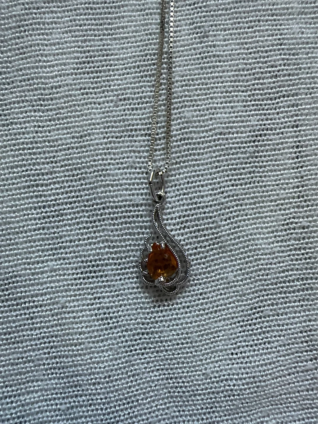Sterling Silver Pendant Necklace with Orange Gemstone - photo 3