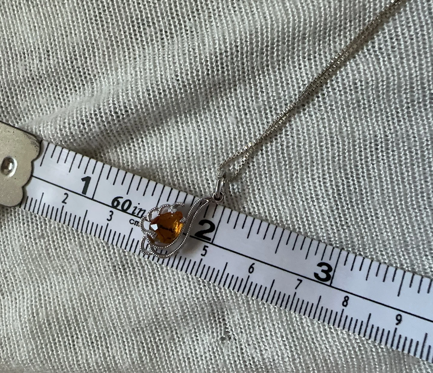 Sterling Silver Pendant Necklace with Orange Gemstone