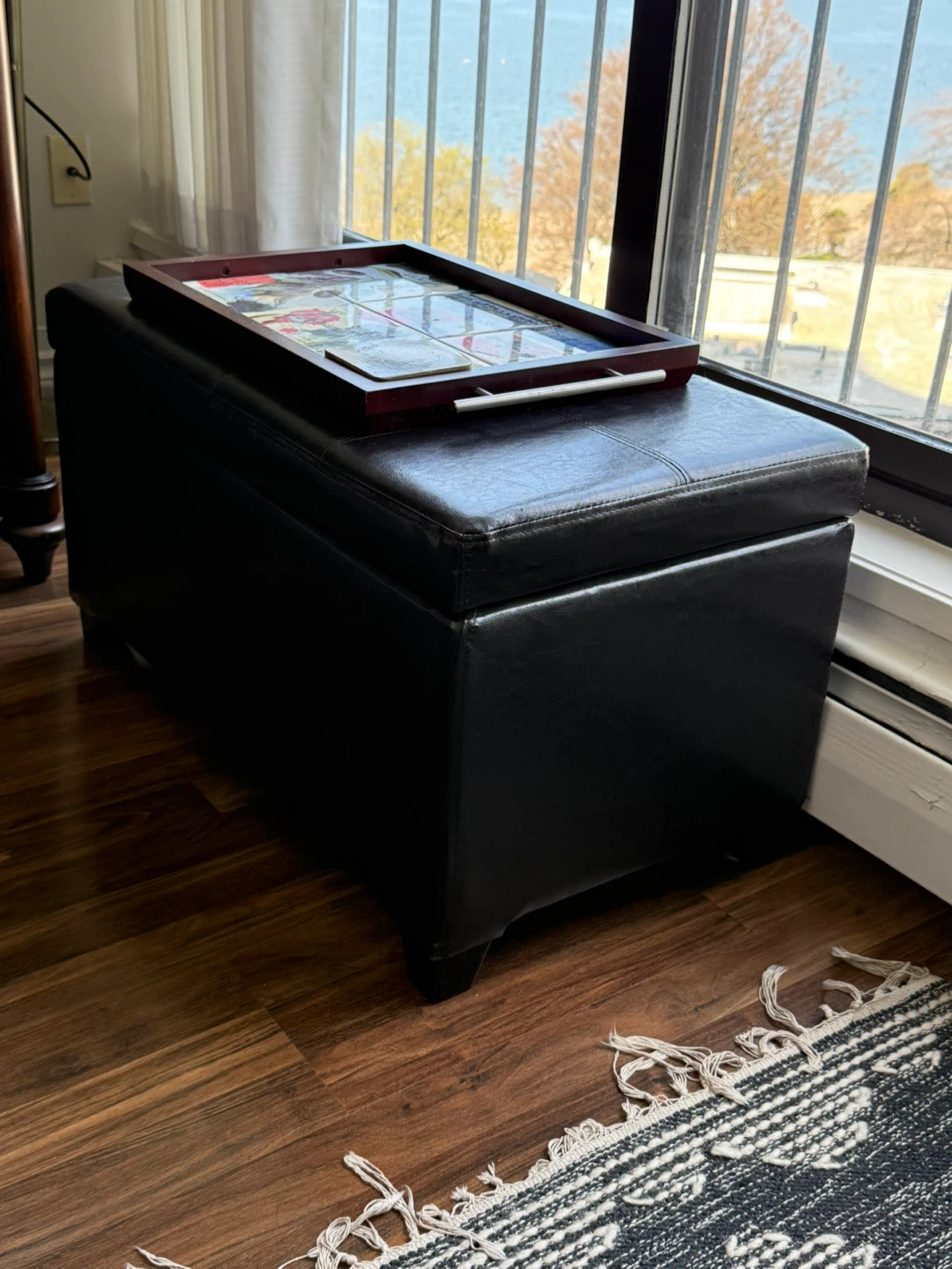 Leather Storage Ottoman - Dark Chocolate