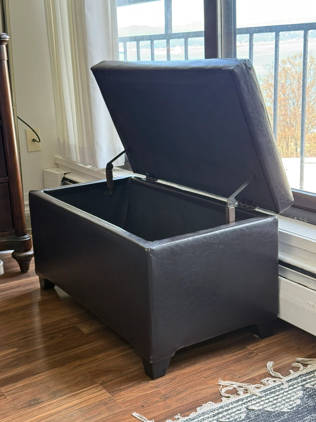 Leather Storage Ottoman - Dark Chocolate - photo 2
