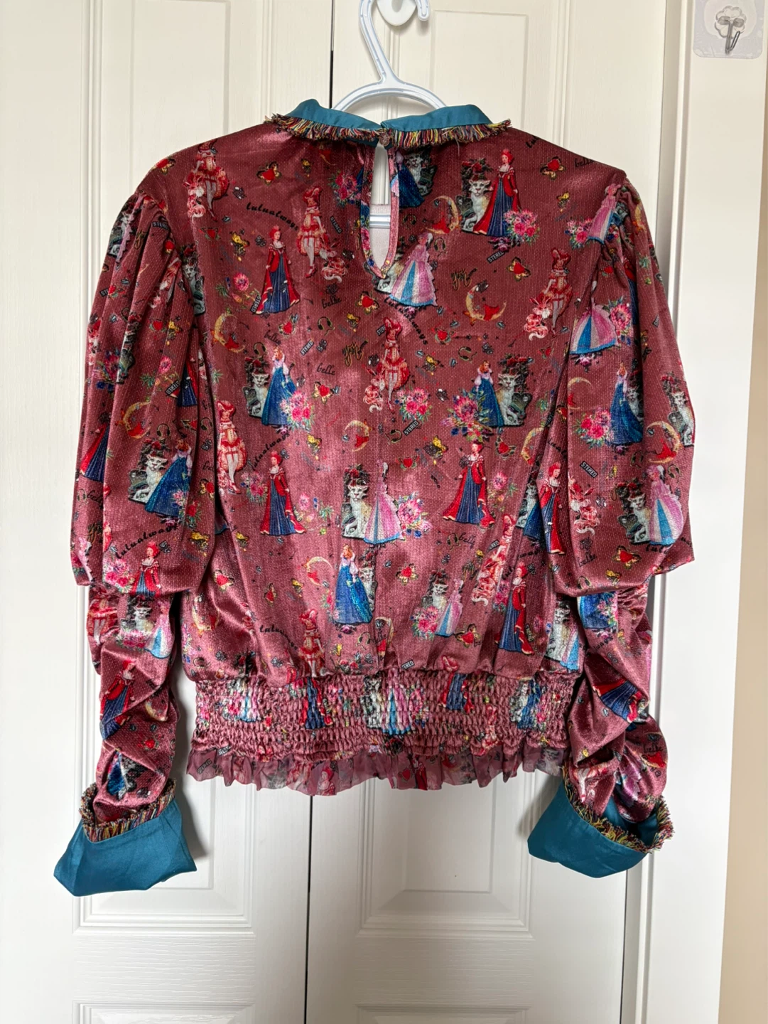 Velvet Print Blouse with Bow - photo 2
