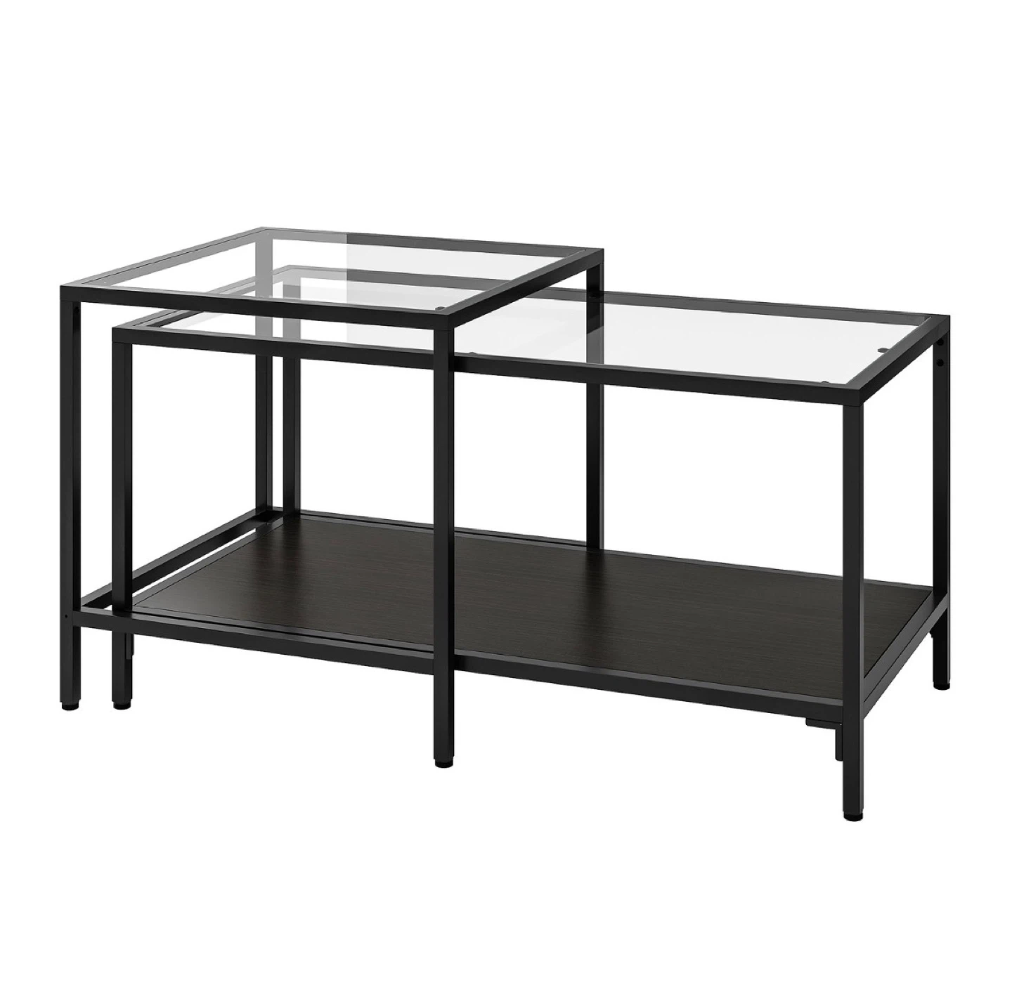 Nesting Coffee Table Black Glass Top