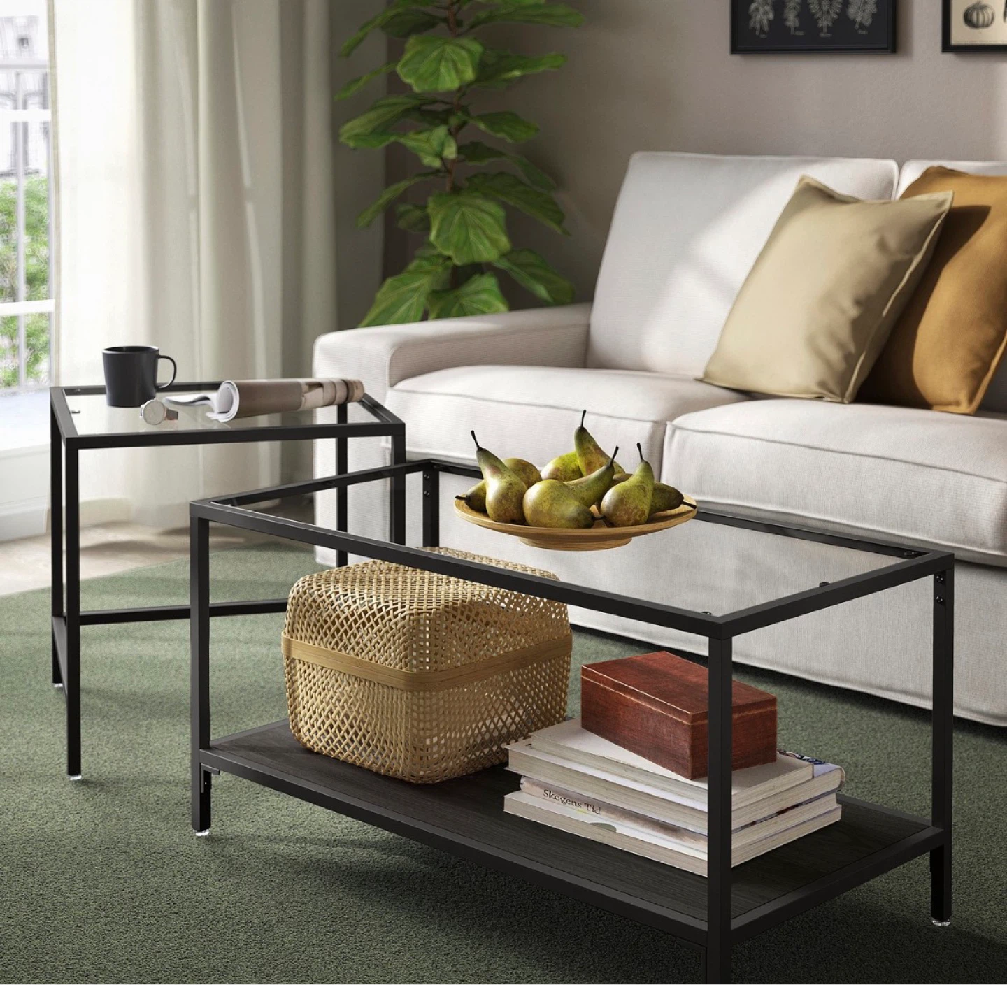 Nesting Coffee Table Black Glass Top - photo 3