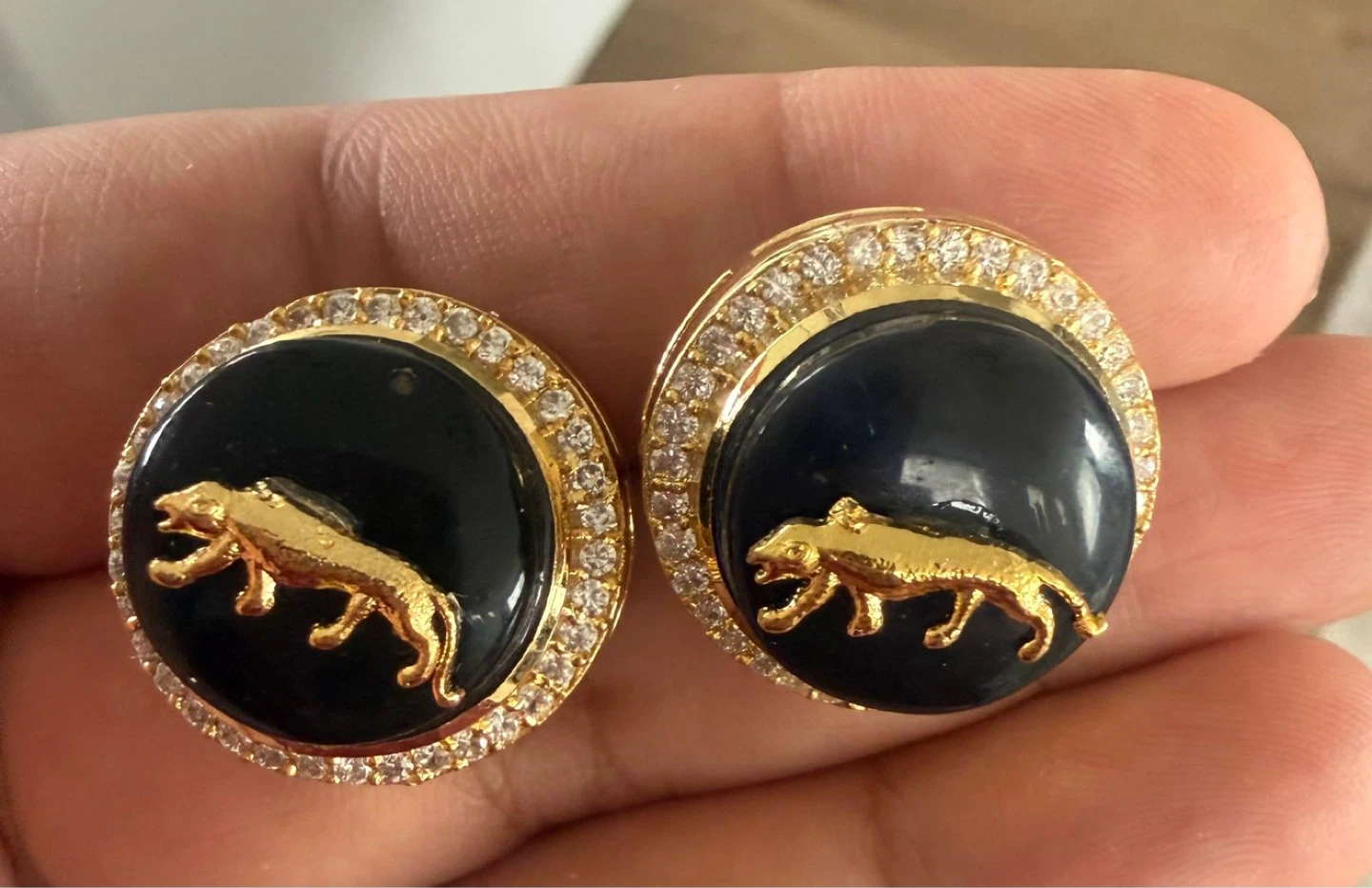 Artificial  jewellery Gold Tiger Earrings with Gemstones - photo 3