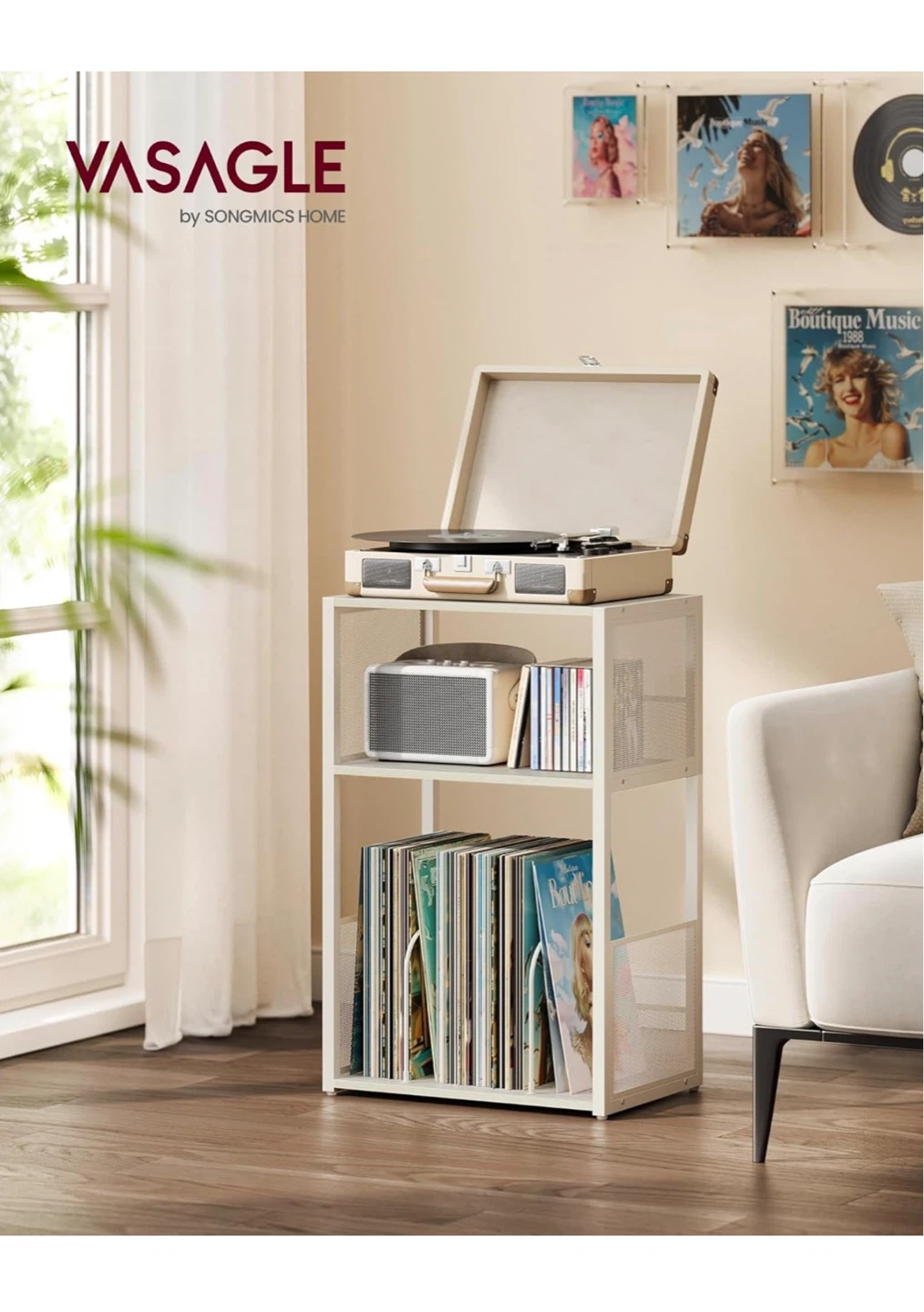 3-Tier Record Player Stand - Rustic White RP3 - photo 2