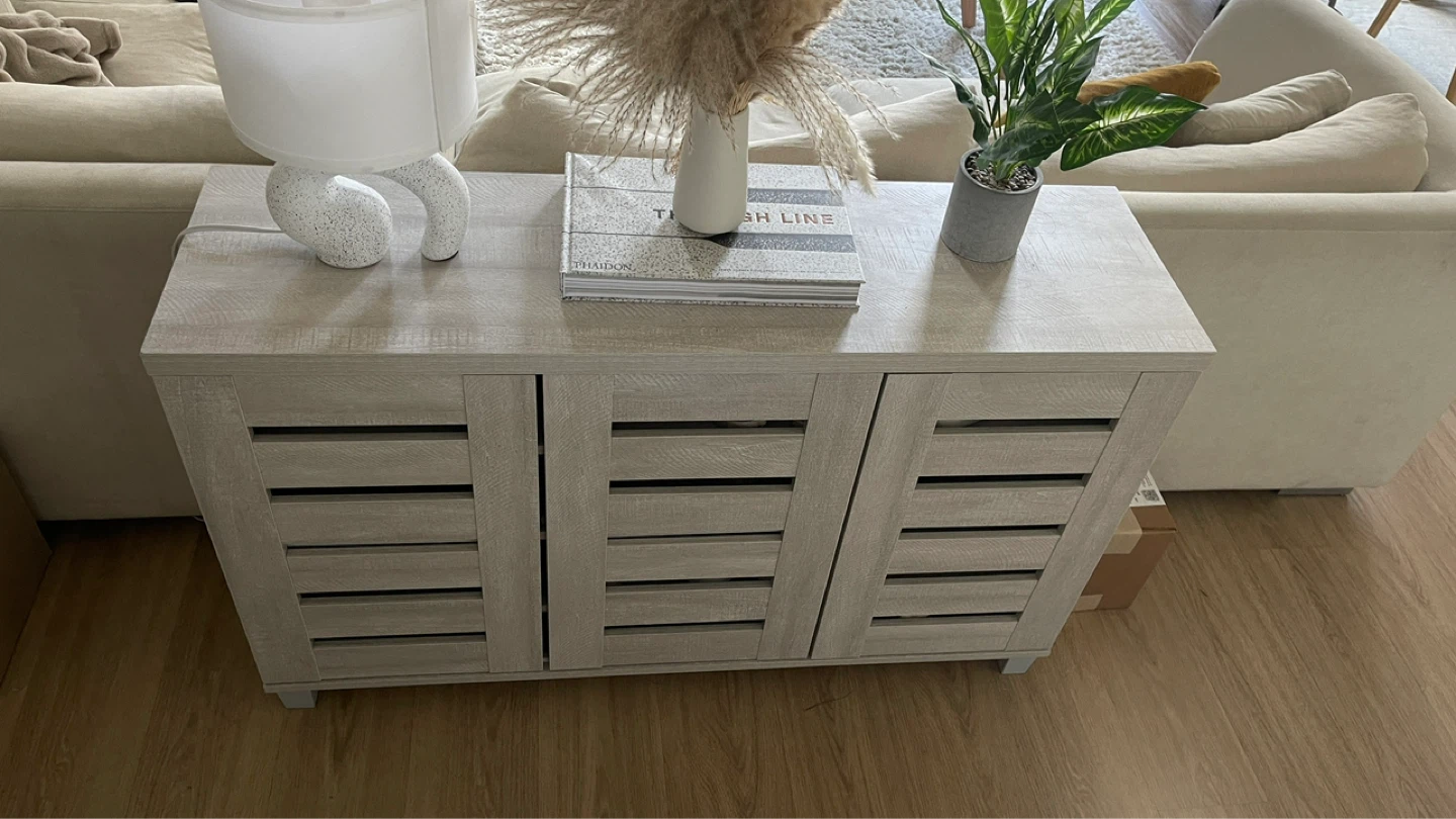 Light Wood Cabinet with Slatted Doors - photo 2