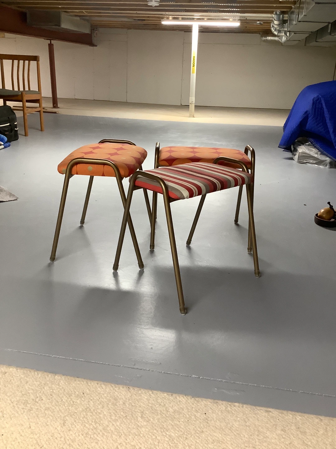 Set of 3 funky mid-century stools