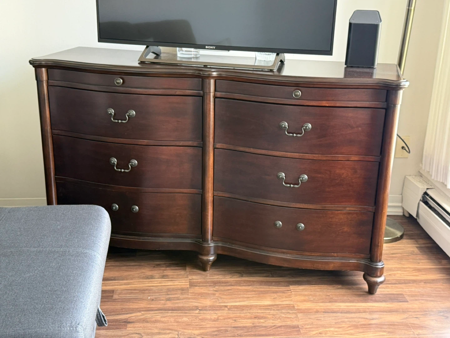 Dark Wood Dresser with 6 Drawers