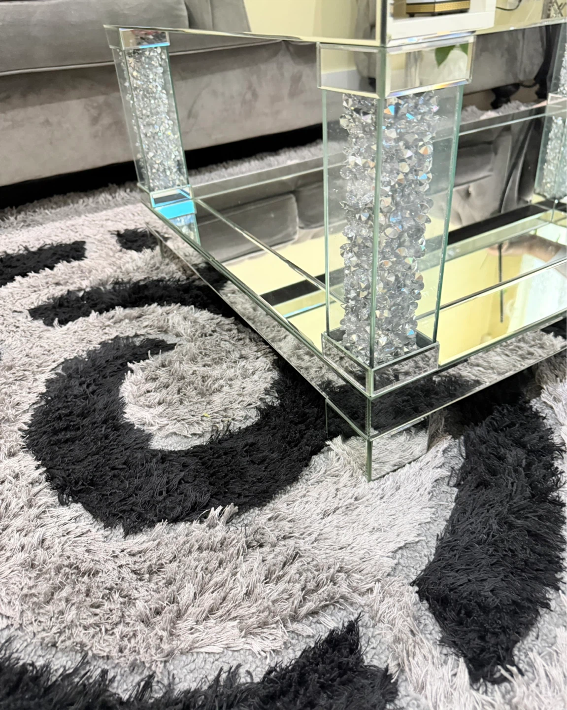 Mirrored Coffee Table with Crystal Accents - photo 4