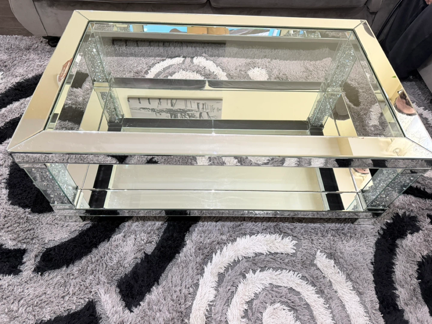 Mirrored Coffee Table with Crystal Accents - photo 5
