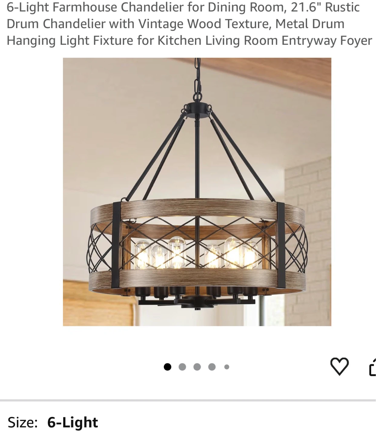 6-Light Farmhouse Drum Chandelier 6FC