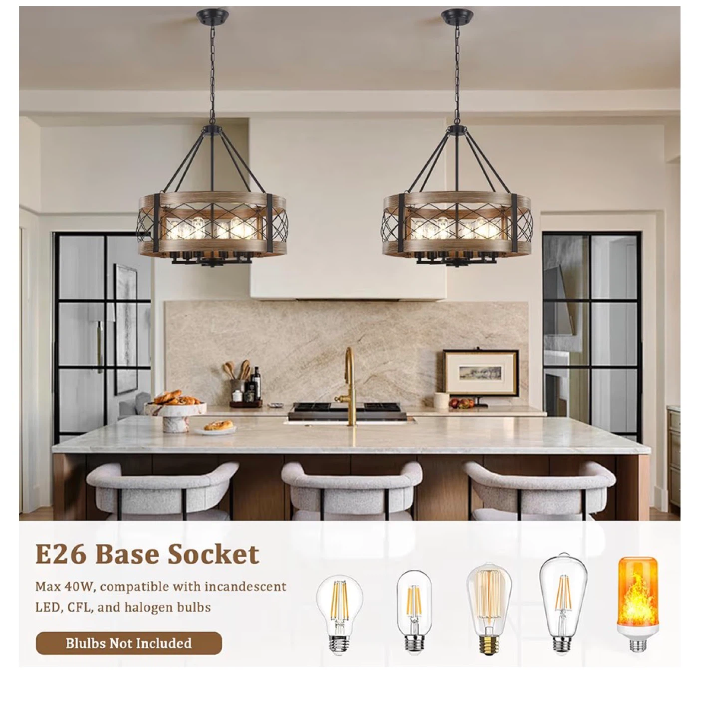6-Light Farmhouse Drum Chandelier 6FC - photo 4