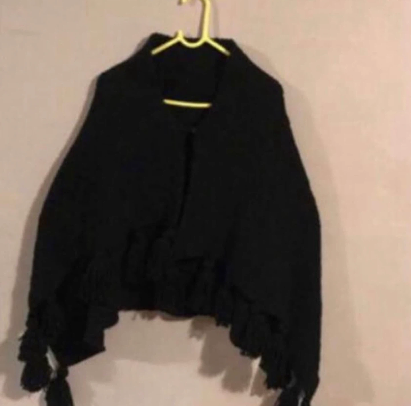 Black and Red Knit Poncho with Tassels - photo 2