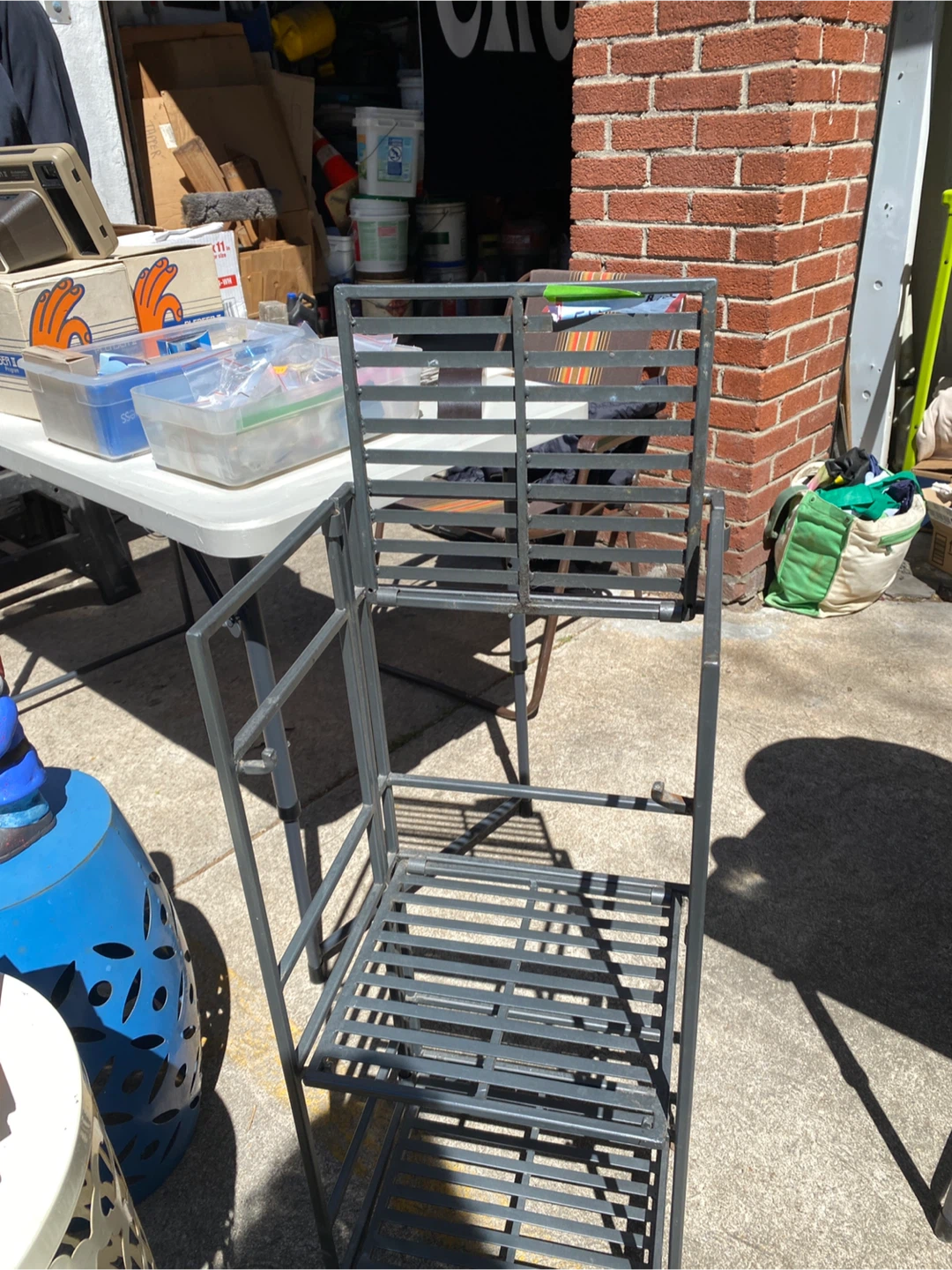 Gray Metal 3 Shelf Stand Foldable - photo 2