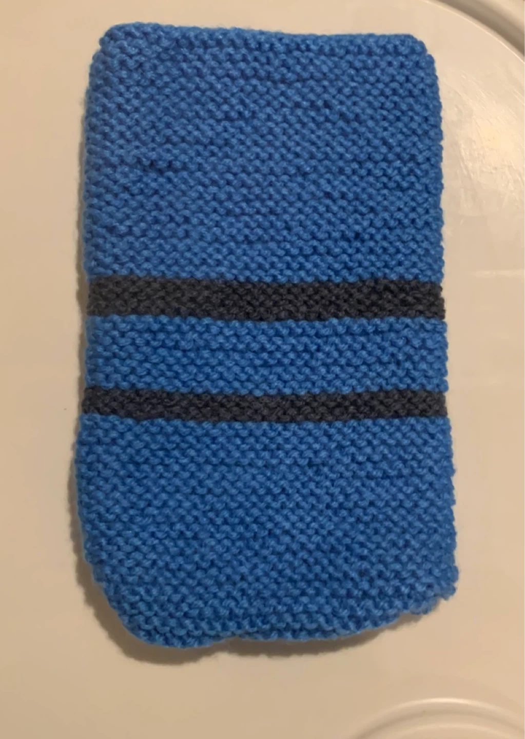 Hand-Knitted Blue Bottle Cozy - photo 2
