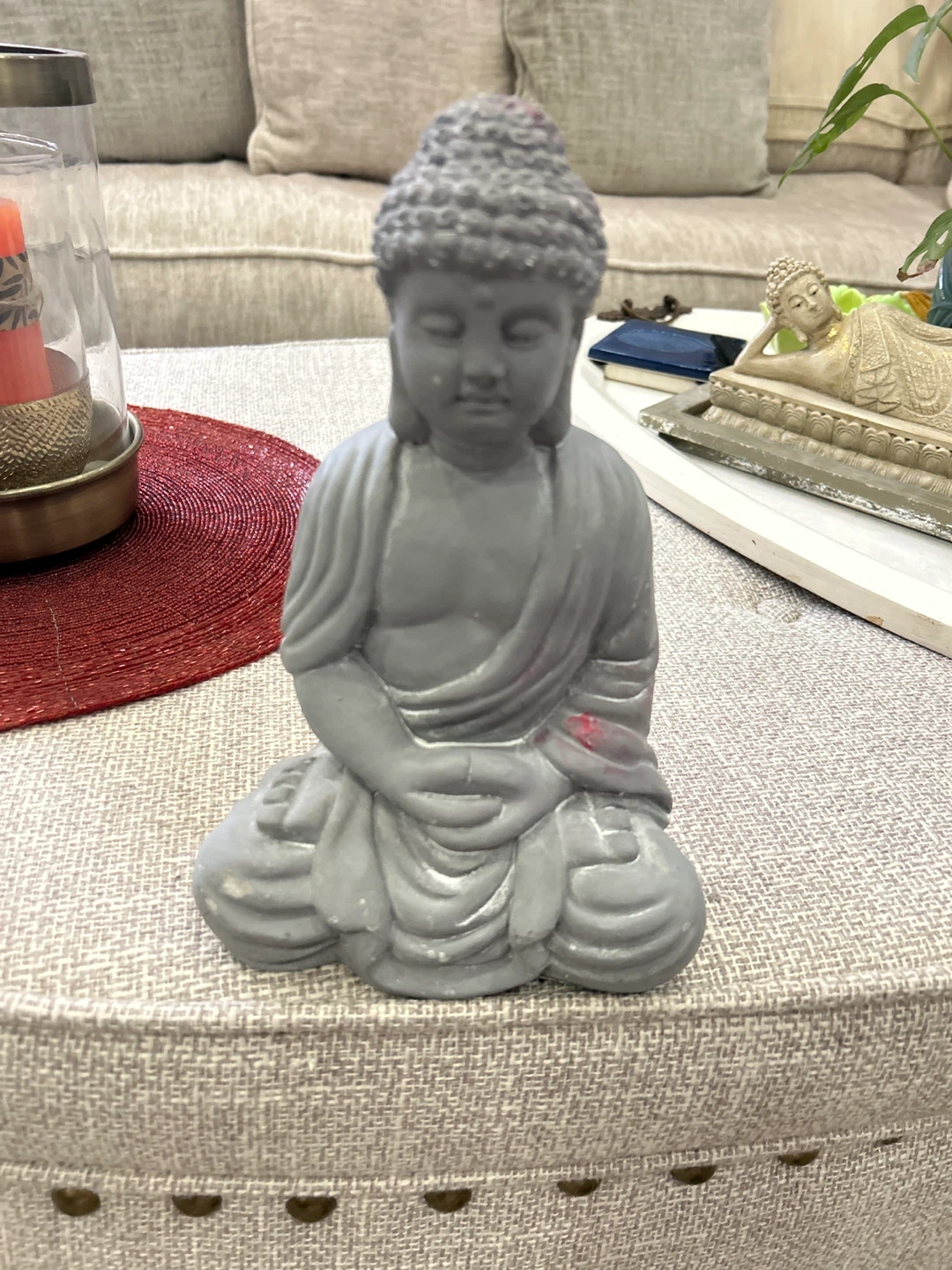Grey Sitting Buddha Figurine