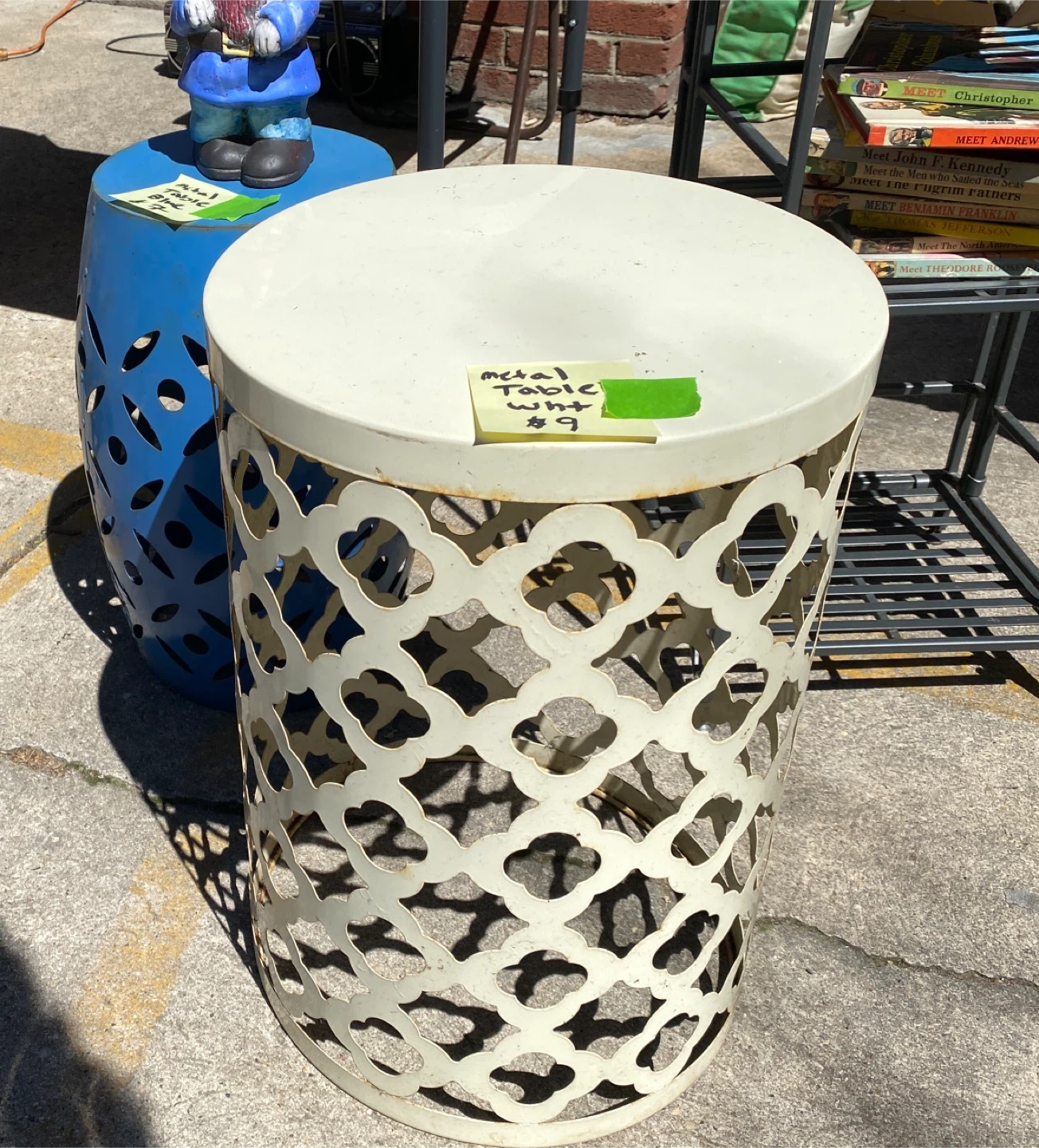 White Metal Outdoor Side Table