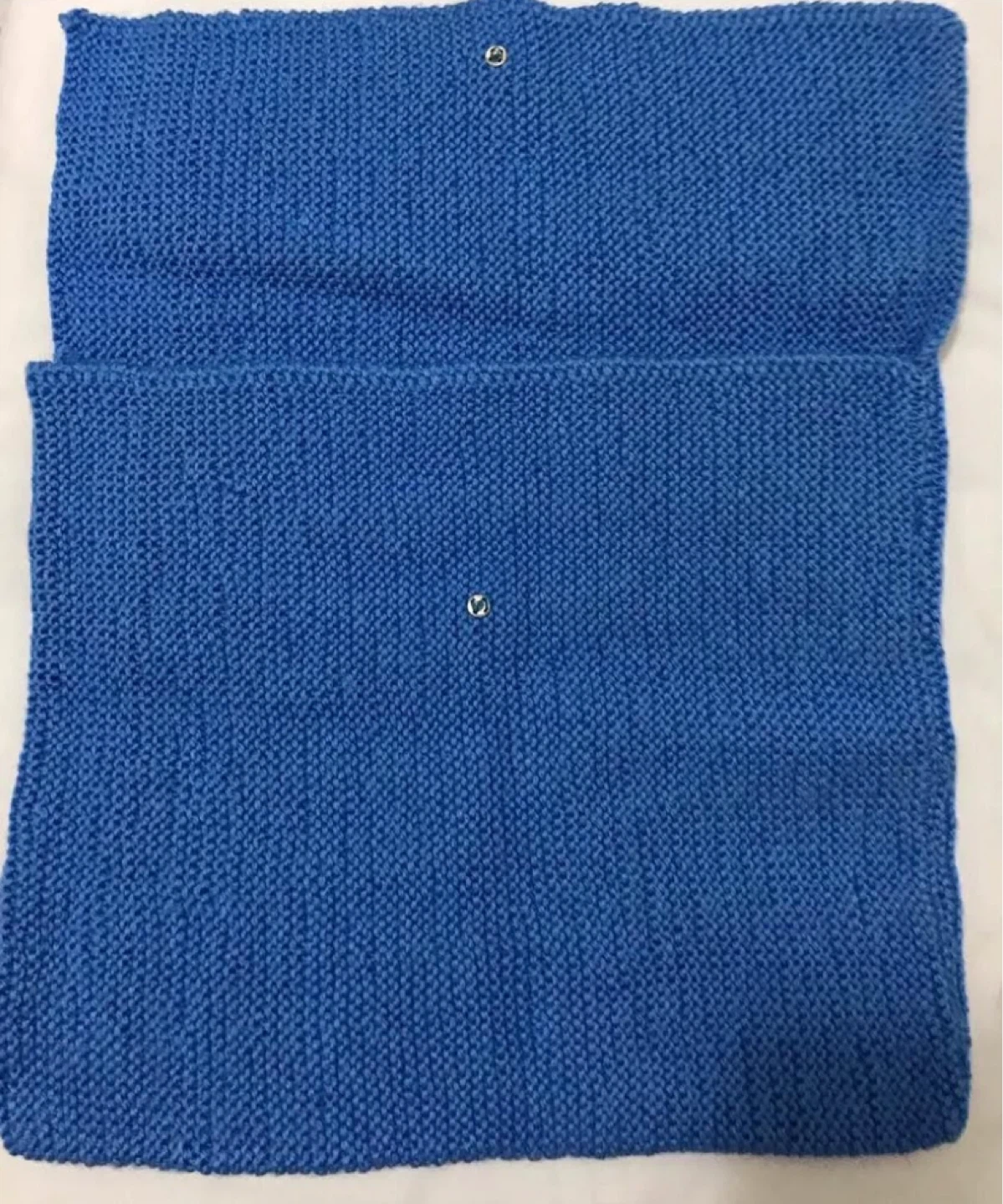Hand-Knitted Blue Clutch Bag with Flower Clasp