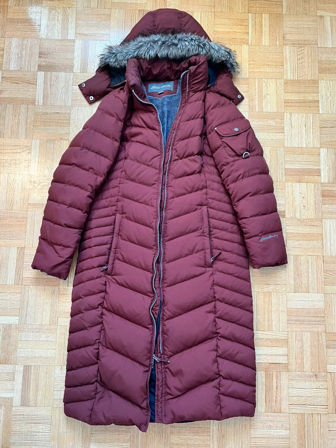 Eddie Bauer Women's Long Puffer Coat - Burgundy