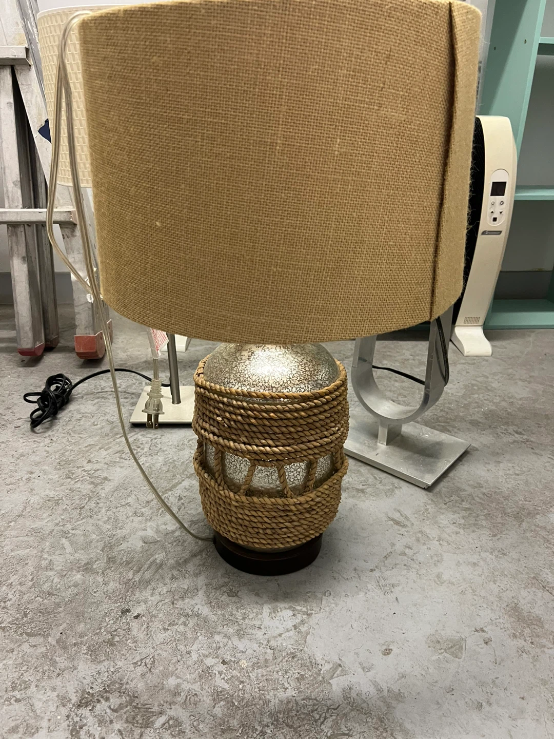 Table Lamp with Jute Shade and Rope-Wrapped Base