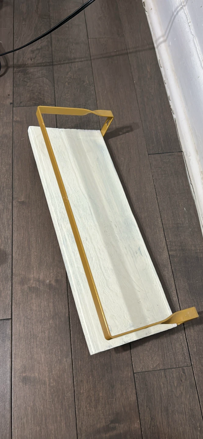 White Wood Shelf with Gold Metal Frame - photo 3