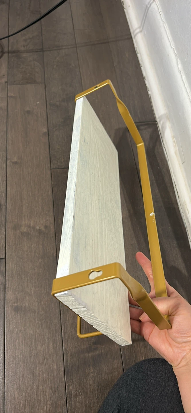 White Wood Shelf with Gold Metal Frame