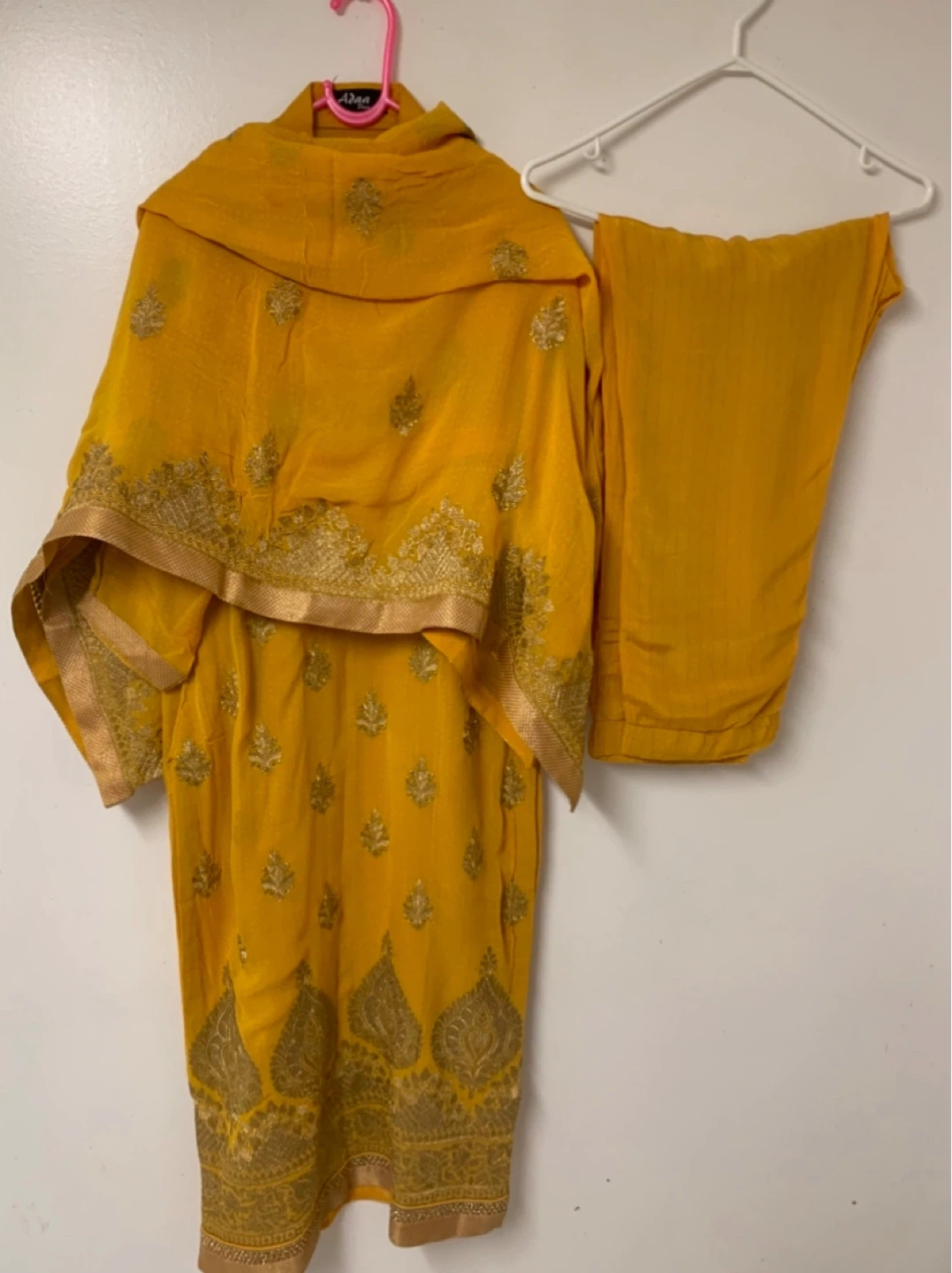 Yellow Embroidered 3-Piece Salwar Kameez Set