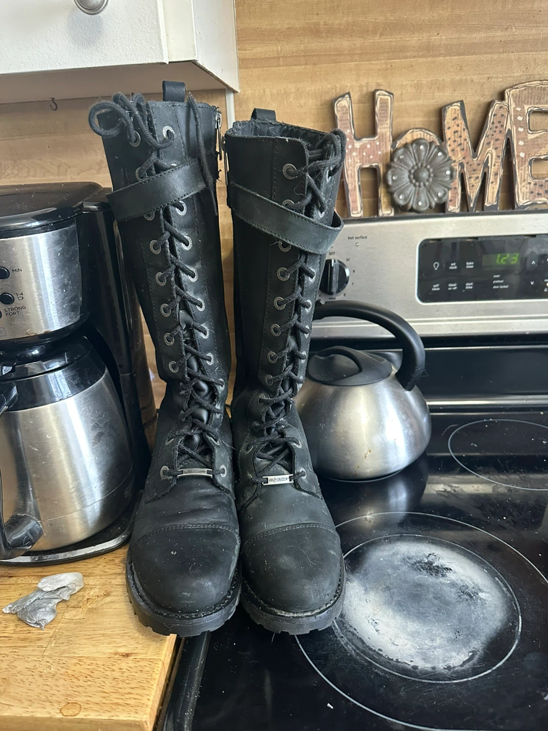Harley  Davidson  Leather Lace-Up bike Boots - Women's Size 8