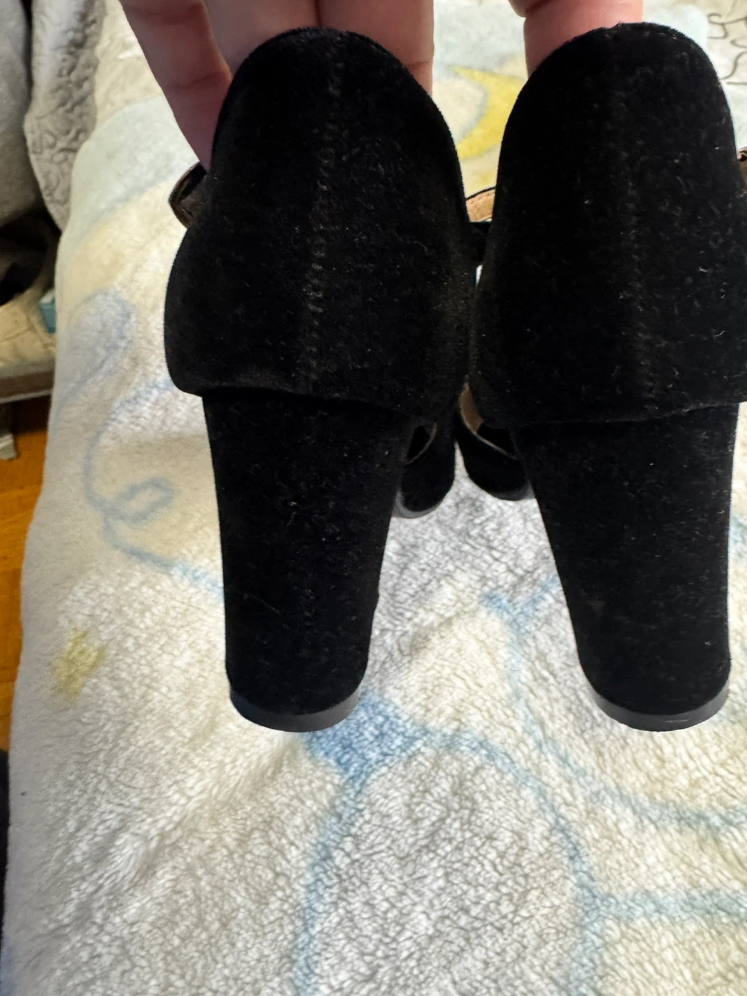 Black Suede Heels with Flower Embellishments - Size 40 - photo 3