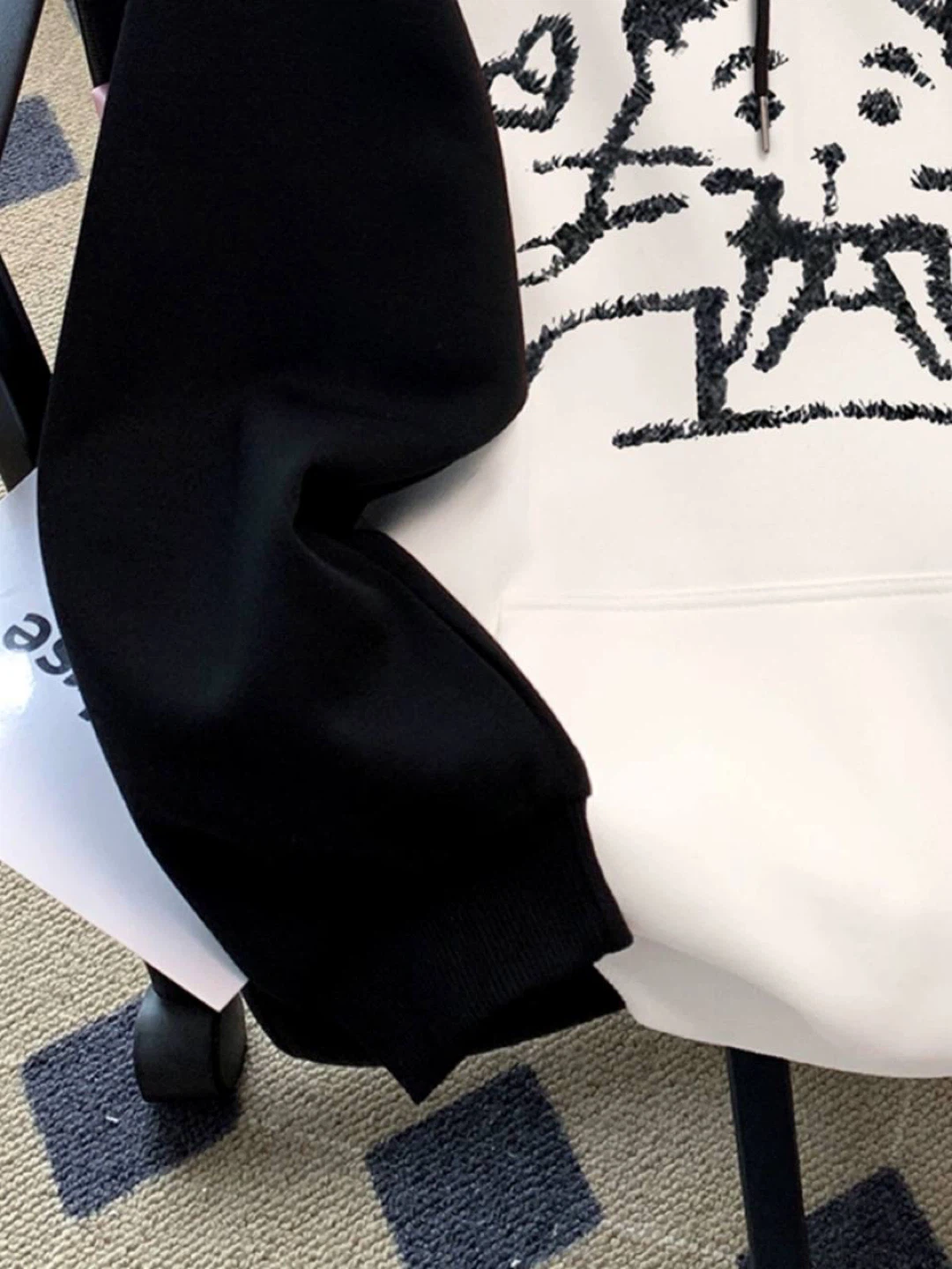 Mimi Black and White Raglan Hoodie - photo 2