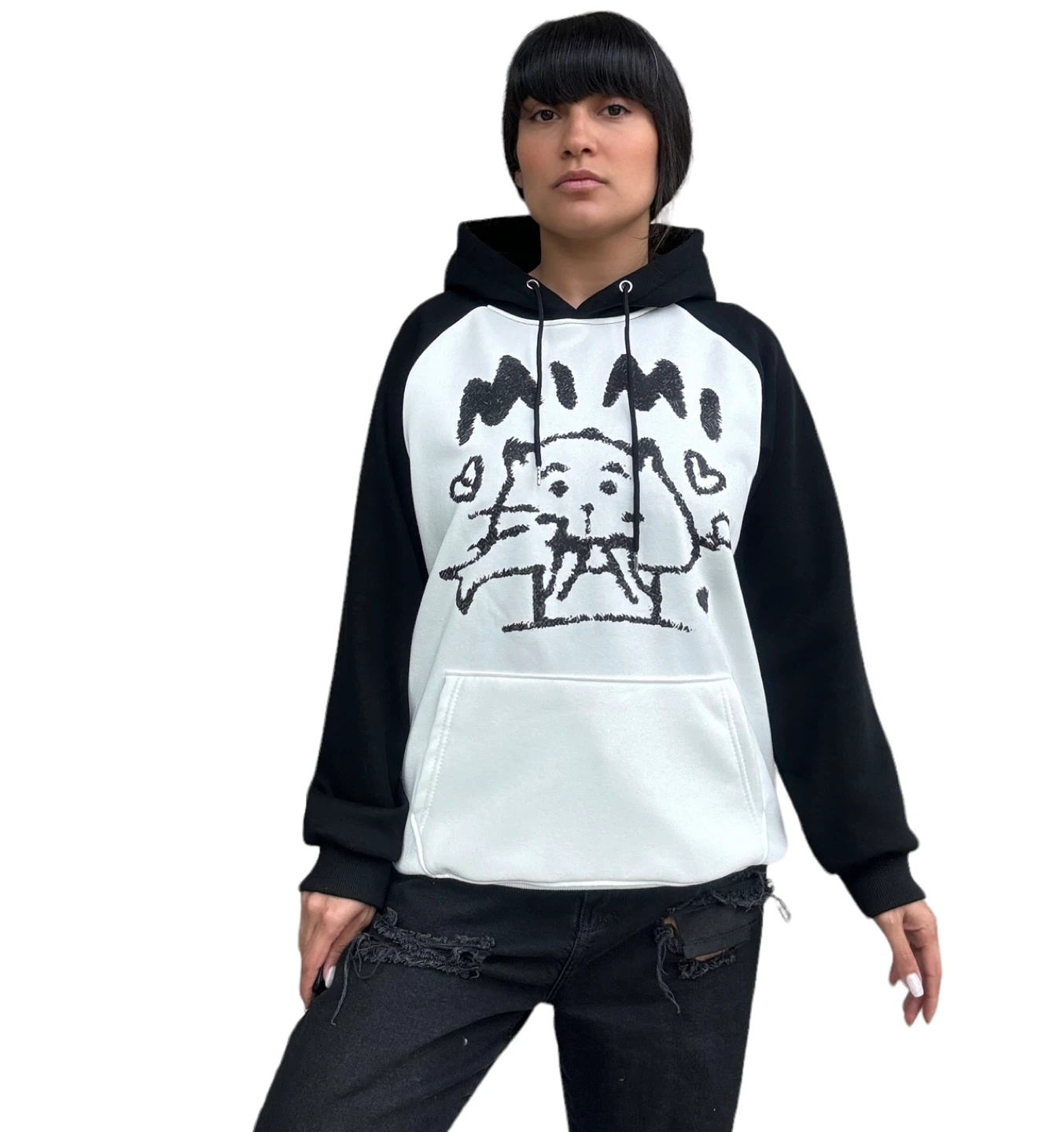 Mimi Black and White Raglan Hoodie - photo 4